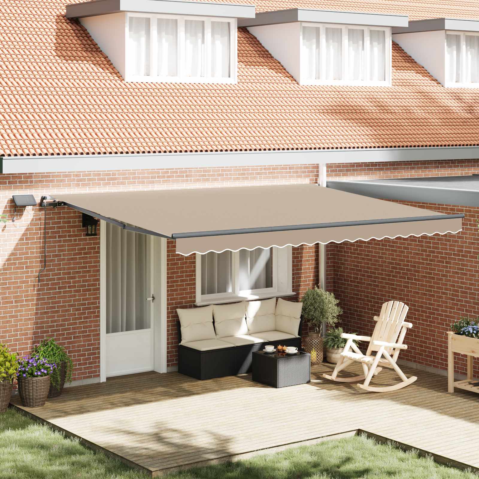 Skrovita tenda S LED lampica Bež 450 ×350 cm tkanina