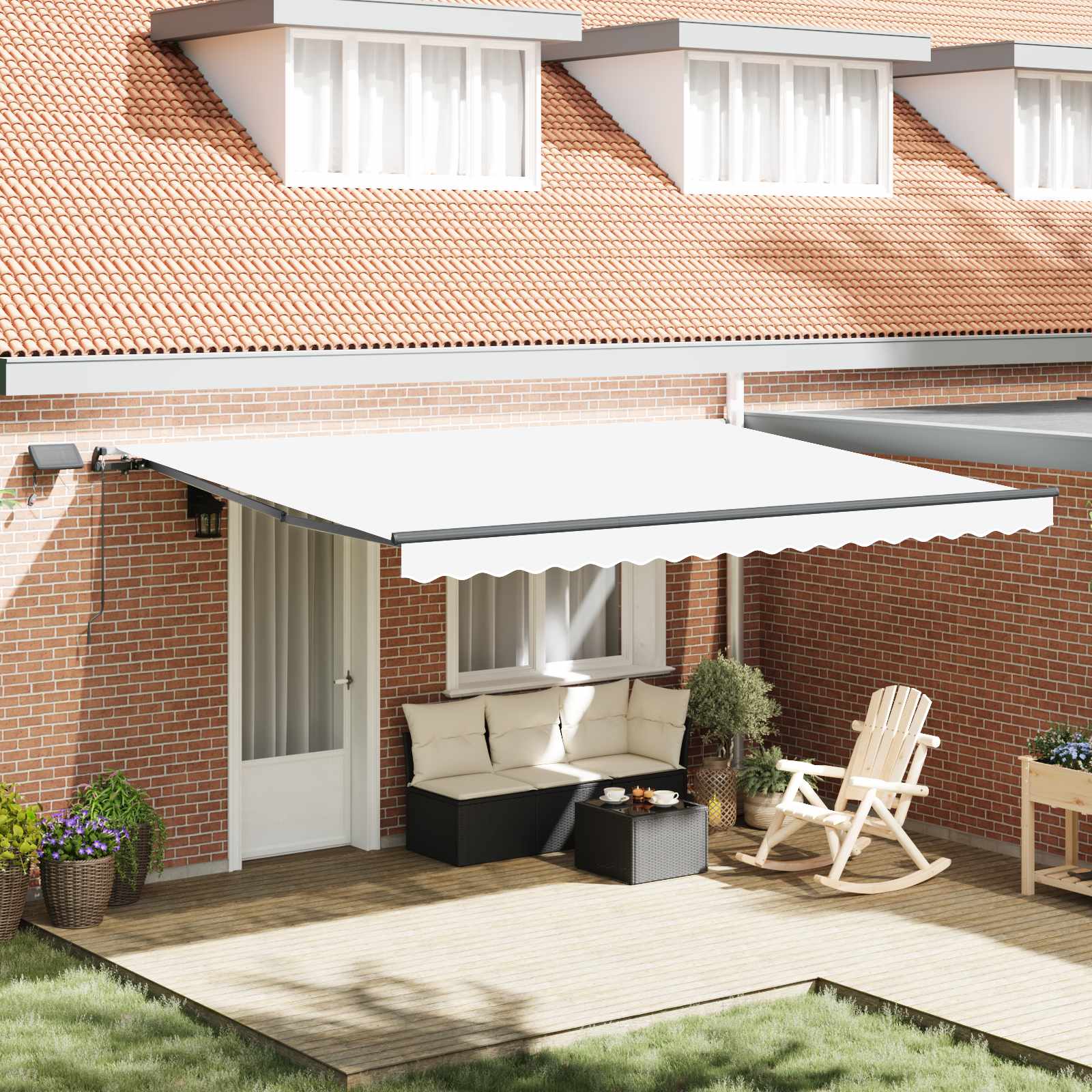 Skrovita tenda S LED lampica Bijelo 450 ×350 cm tkanina
