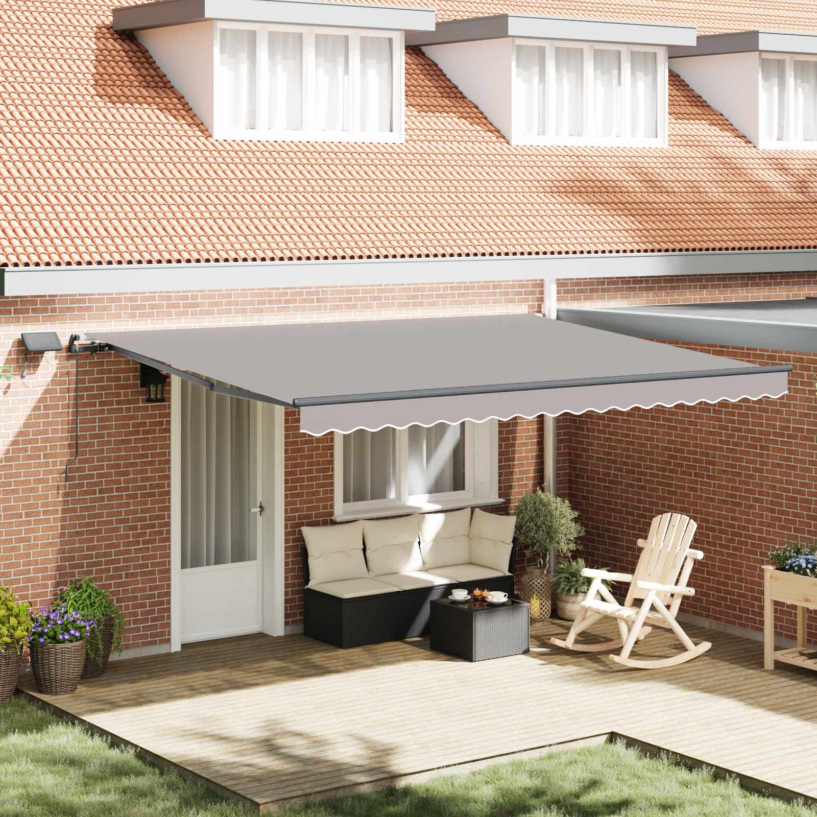 Skrovita tenda S LED lampica Svjetlosiva 450 ×350 cm tkanina