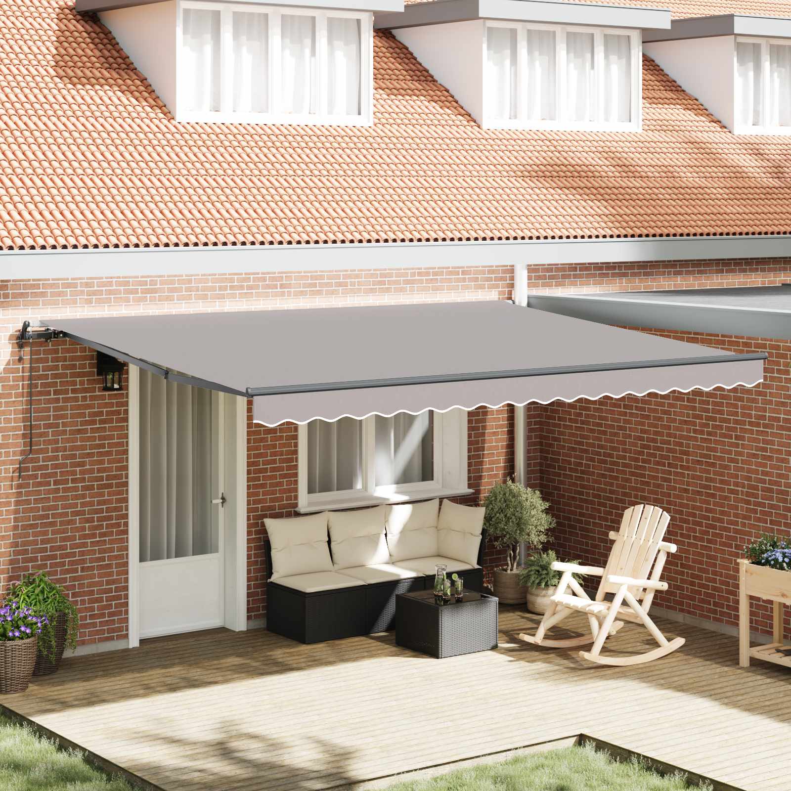 Skrovita tenda Svijetlo siva 450 × 350 cm Tkanina i Aluminij