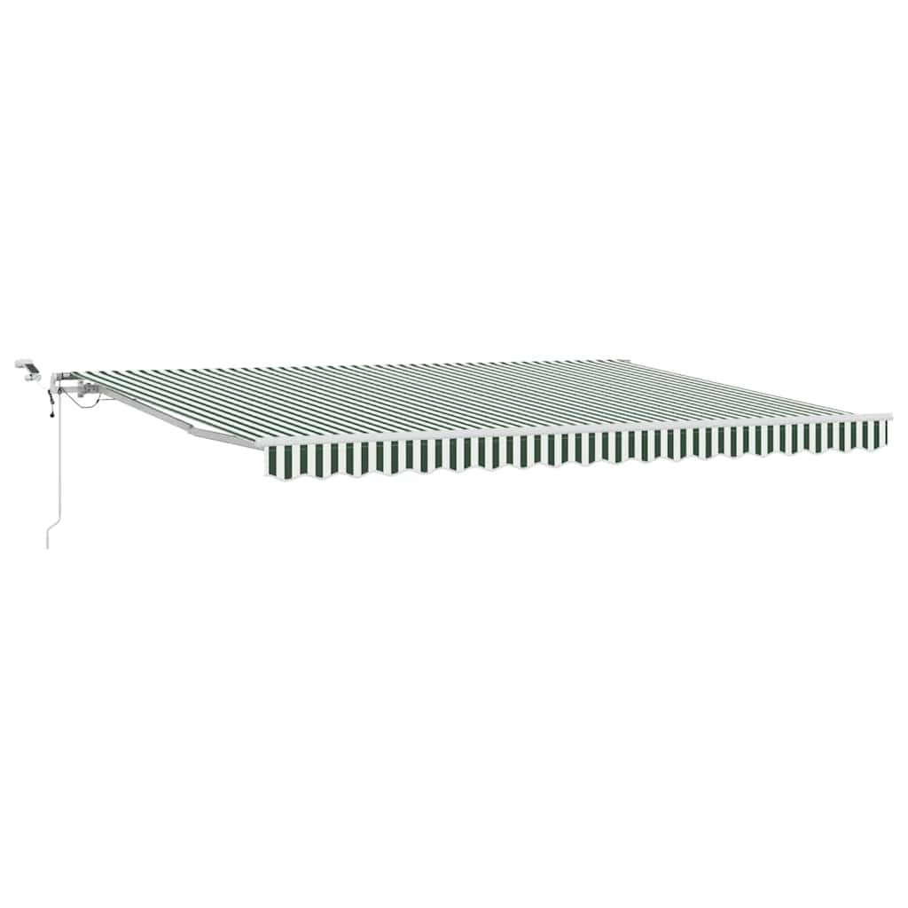 Skrovita tenda Zelena i bijela 450 × 350 cm Poliester i metal