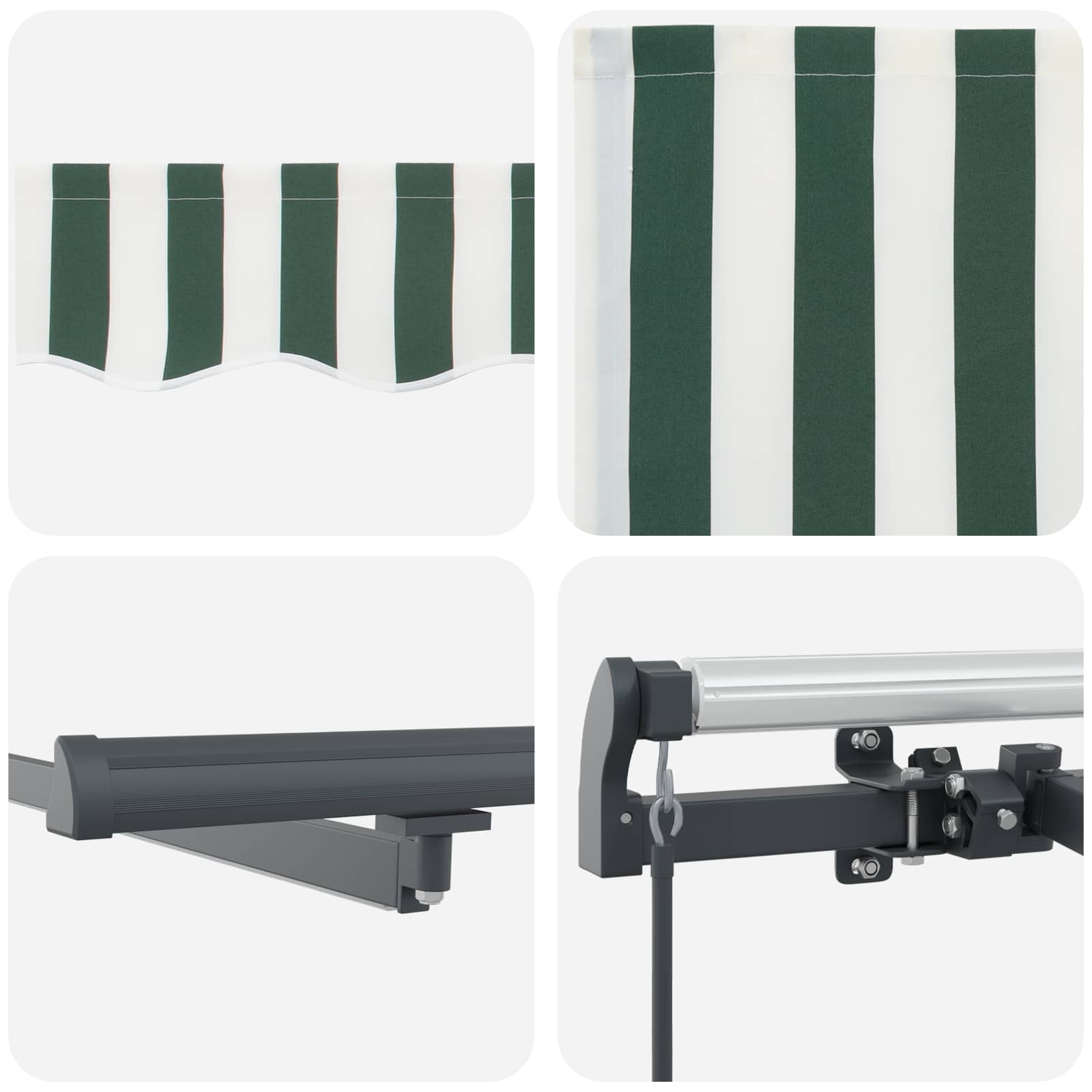 Skrovita tenda Zelena i bijela 450 ×350 cm tkanina
