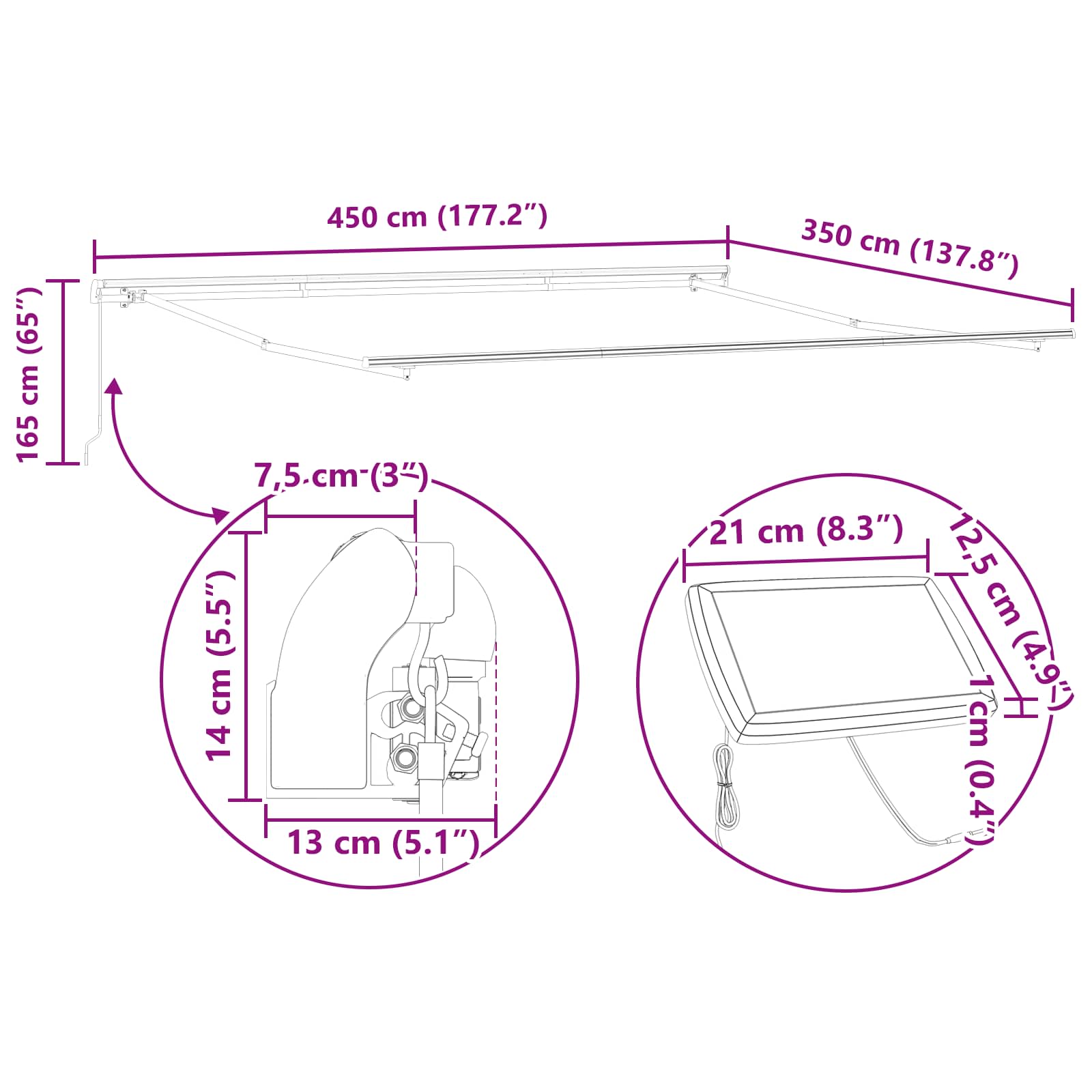 Skrovita tenda Zelena i bijela 450 ×350 cm tkanina