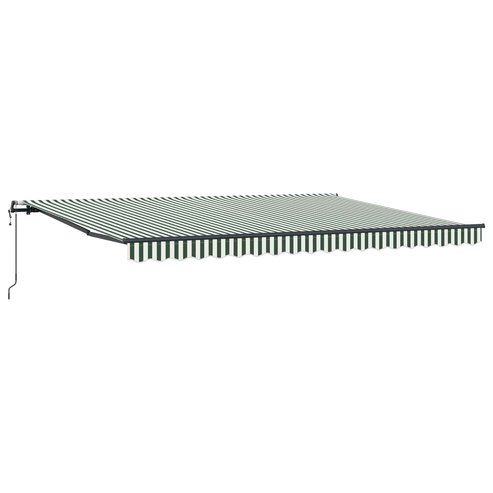 Skrovita tenda Zelena i bijela 450 × 350 cm Tkanina i Aluminij