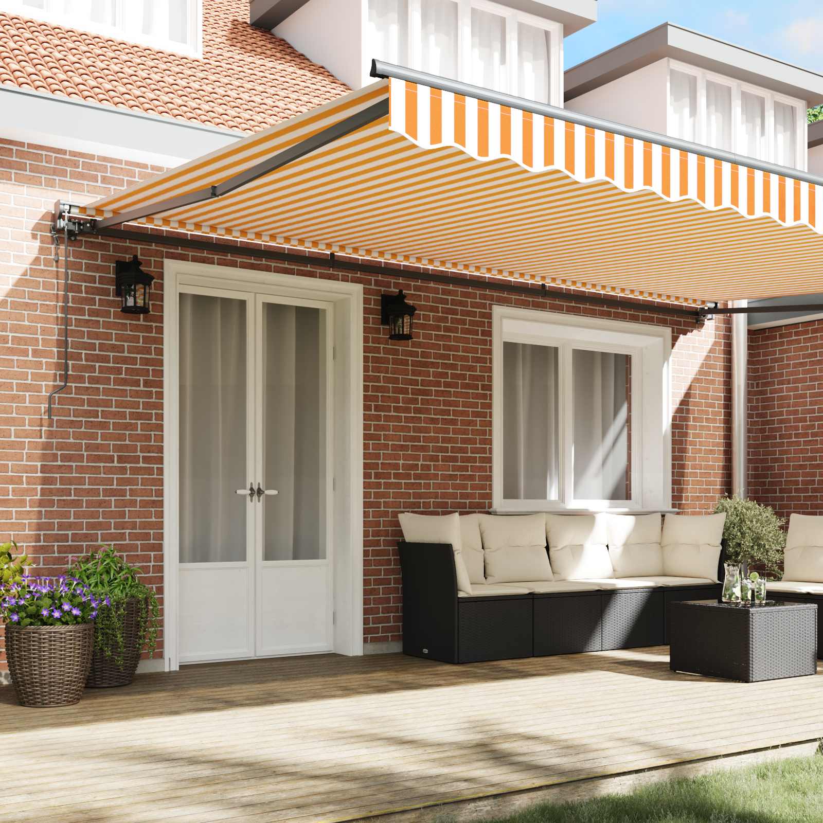 Okvir tende Žuta i bijela 500 × 300 cm Poliester s PU premazom