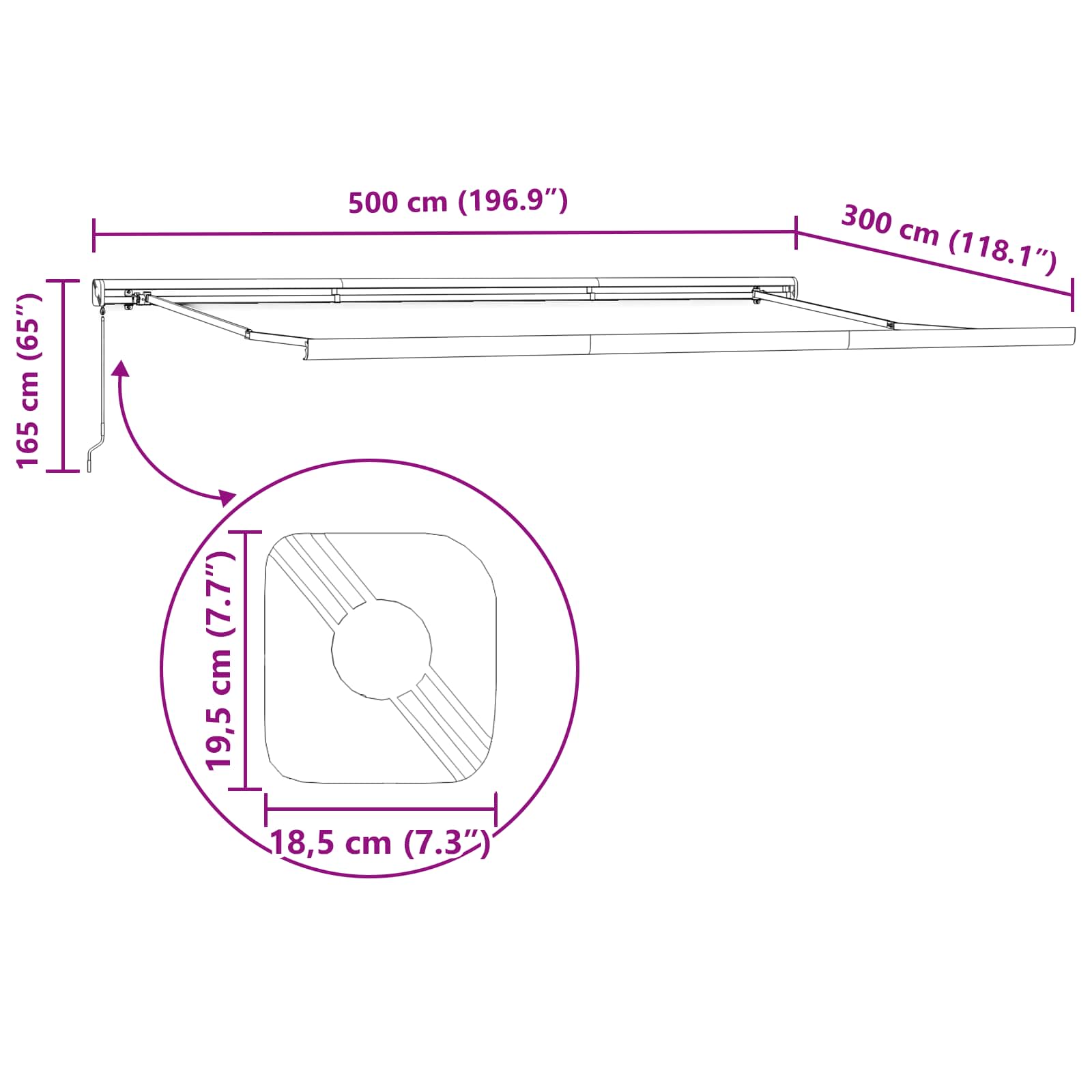 Povlačivi tende Žuta i narančasta 500 × 300 cm