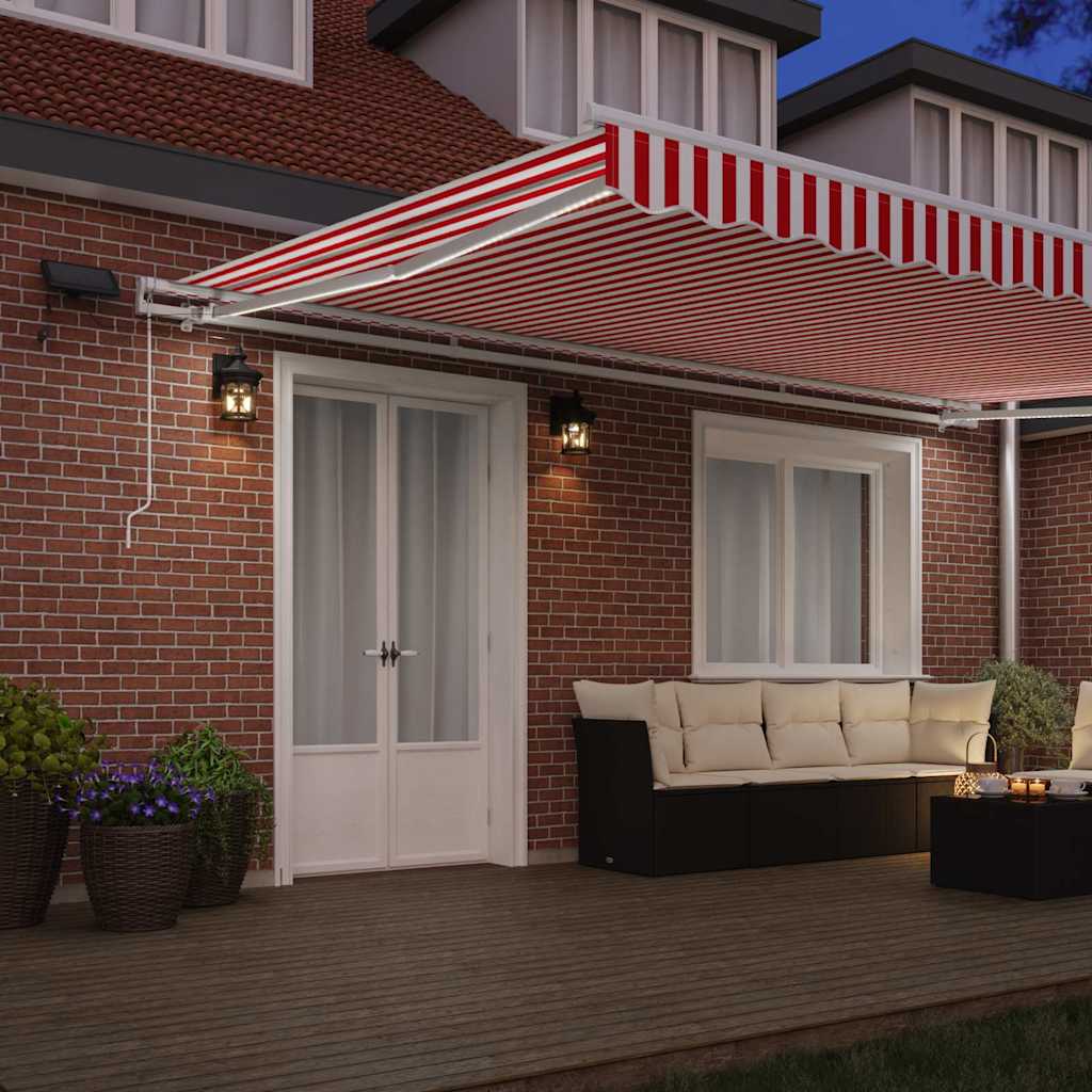 Skrovita tenda Crvena i bijela 500 × 300 cm Tkanina i čelik