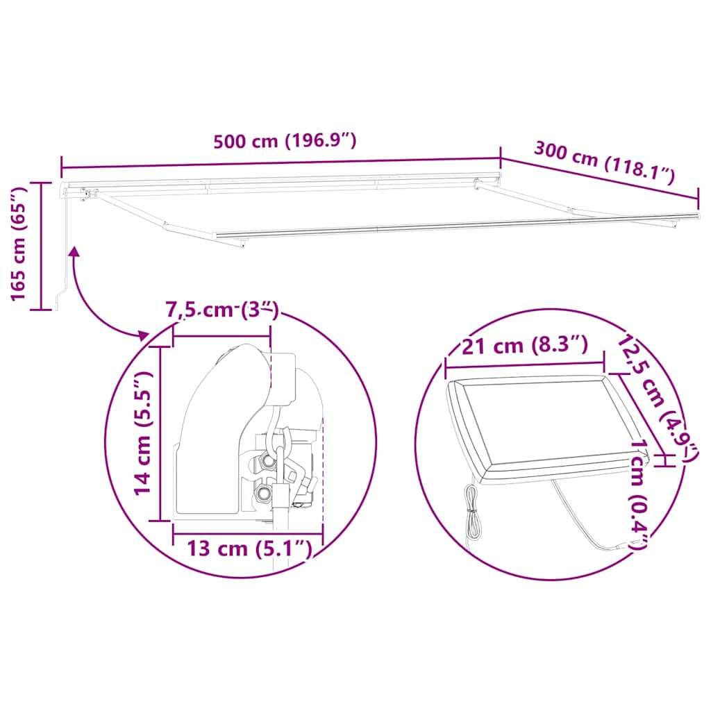 Skrovita tenda Crvena i bijela 500 × 300 cm Tkanina i čelik