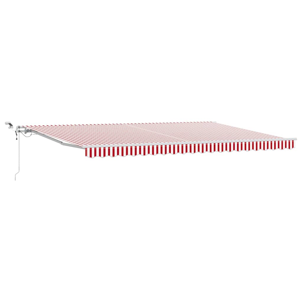 Skrovita tenda Crvena i bijela 500 × 300 cm Poliester i metal