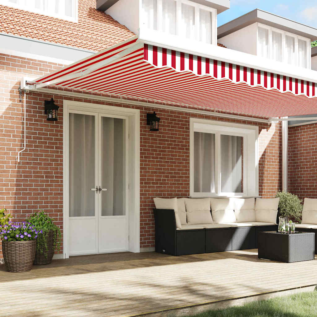 Nadstrešnica Crvena i bijela 500 × 300 cm Poliester i aluminij