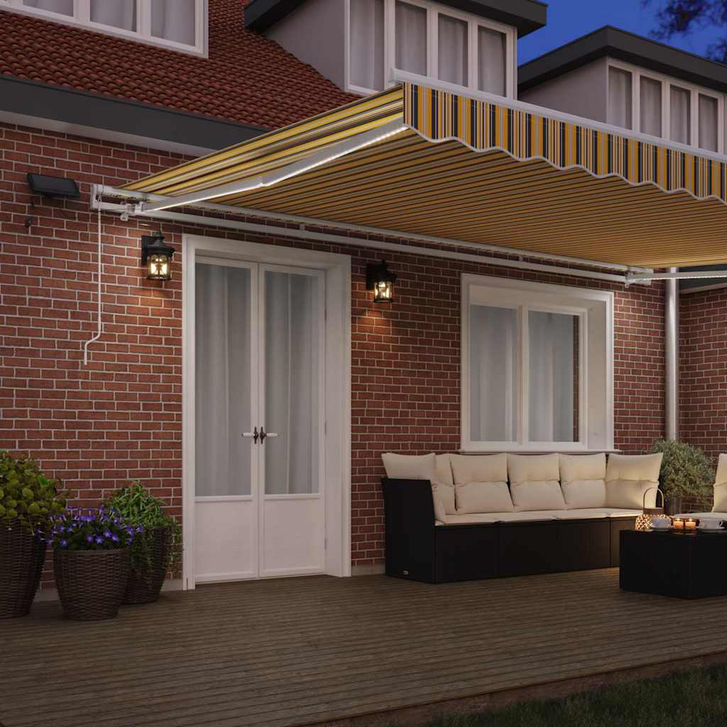 Skrovita tenda Šareni 500 × 300 cm Tkanina i čelik