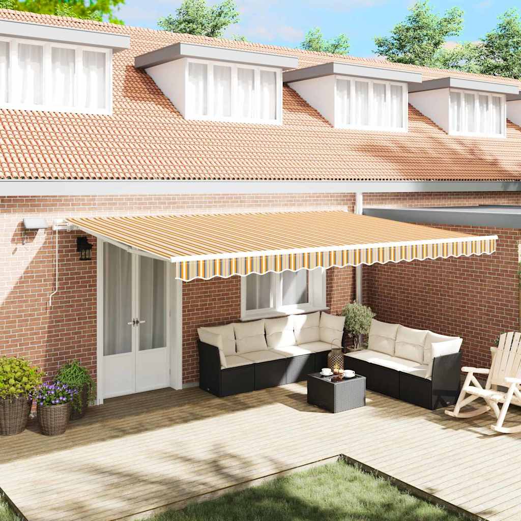 Skrovita tenda Šareni 500 × 300 cm Tkanina i čelik
