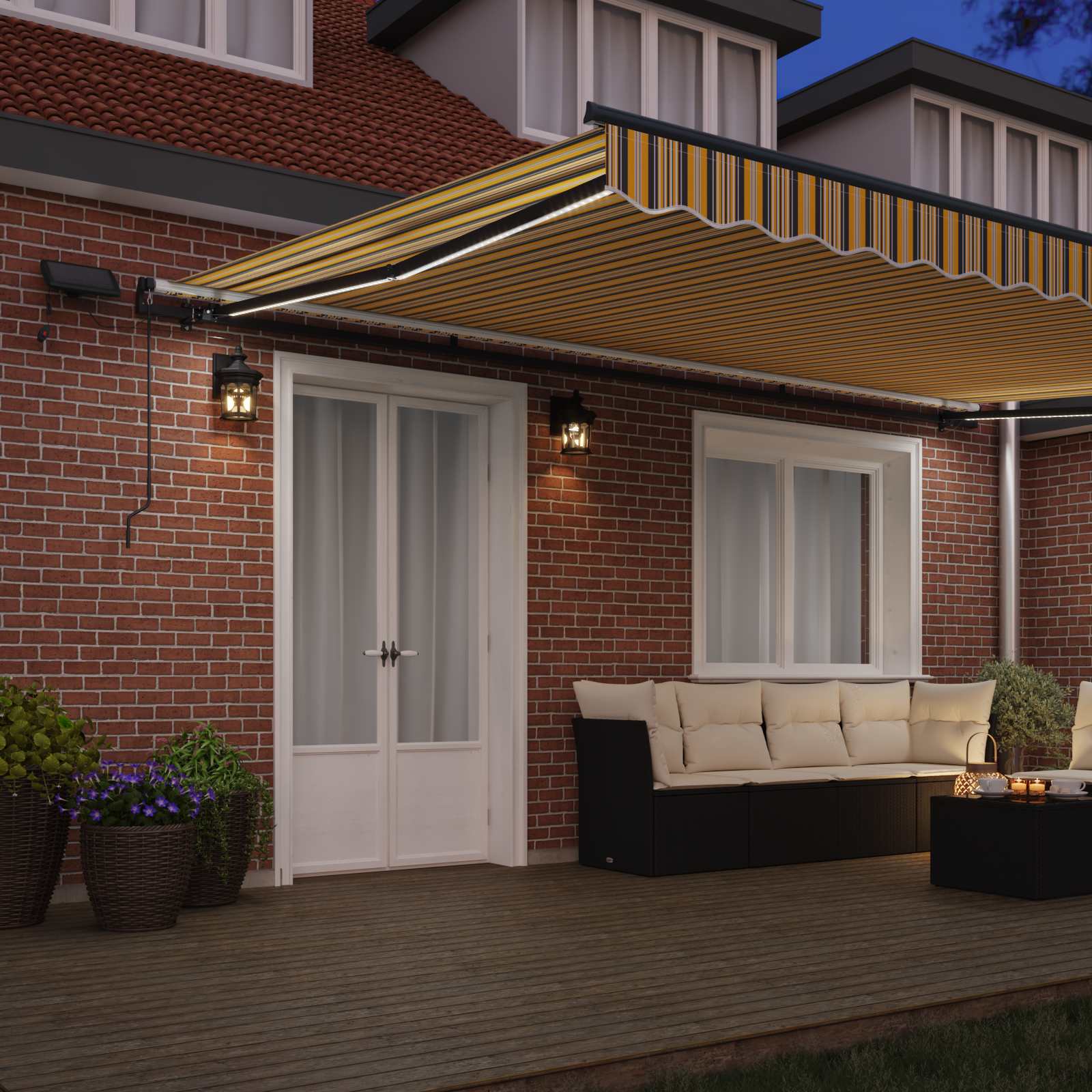 Skrovita tenda S LED lampica Šareni 500 ×300 cm tkanina