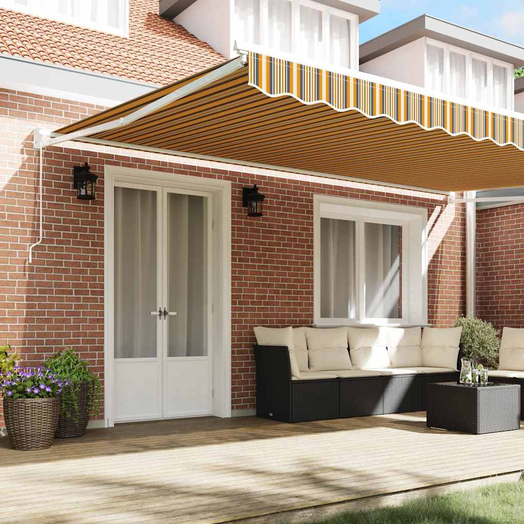 Skrovita tenda Šareni 500 × 300 cm Poliester i aluminij