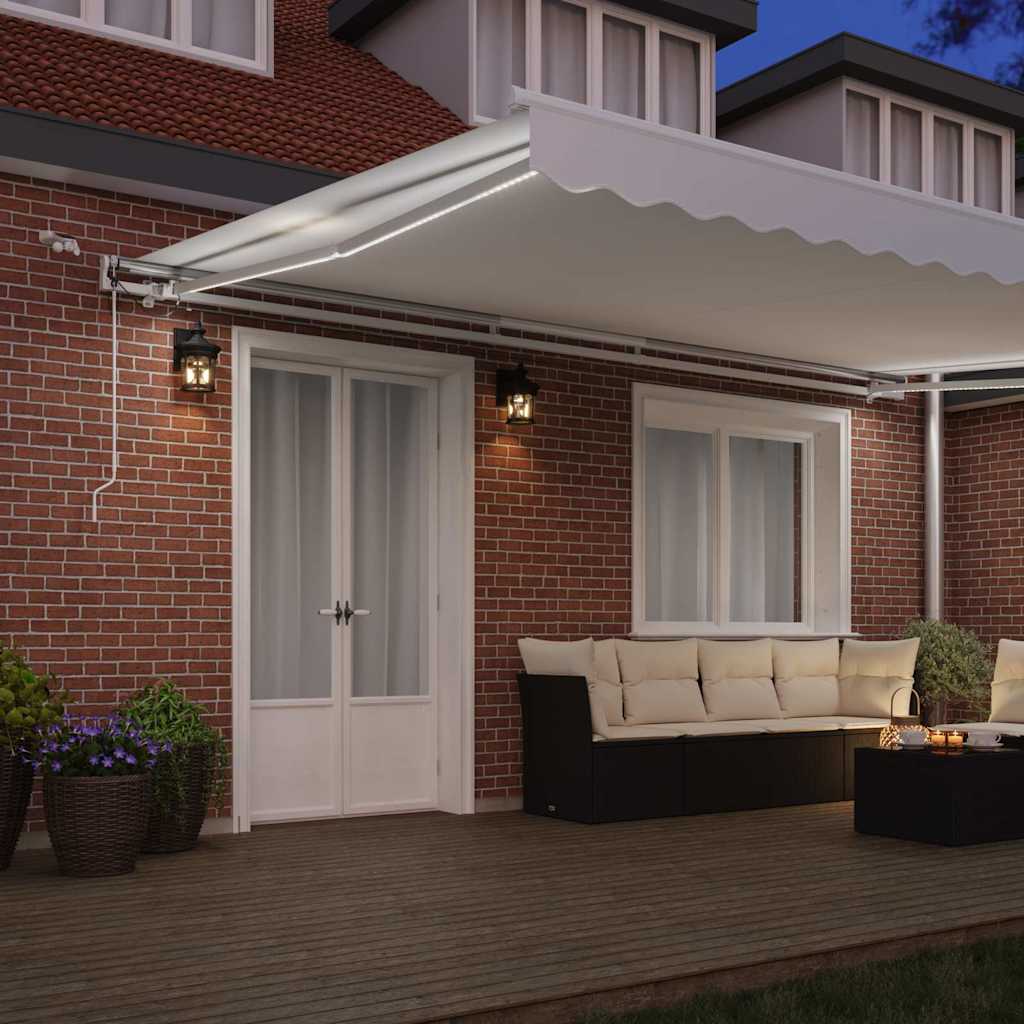 Skrovita tenda Bijelo 500 × 300 cm Poliester i metal