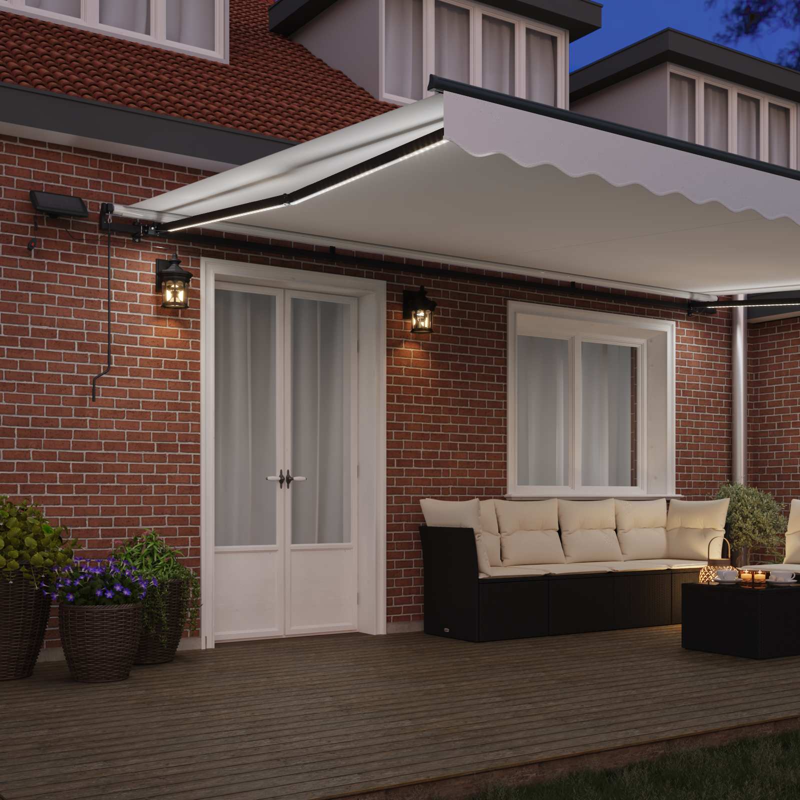 Skrovita tenda S LED lampica Bijelo 500 ×300 cm tkanina