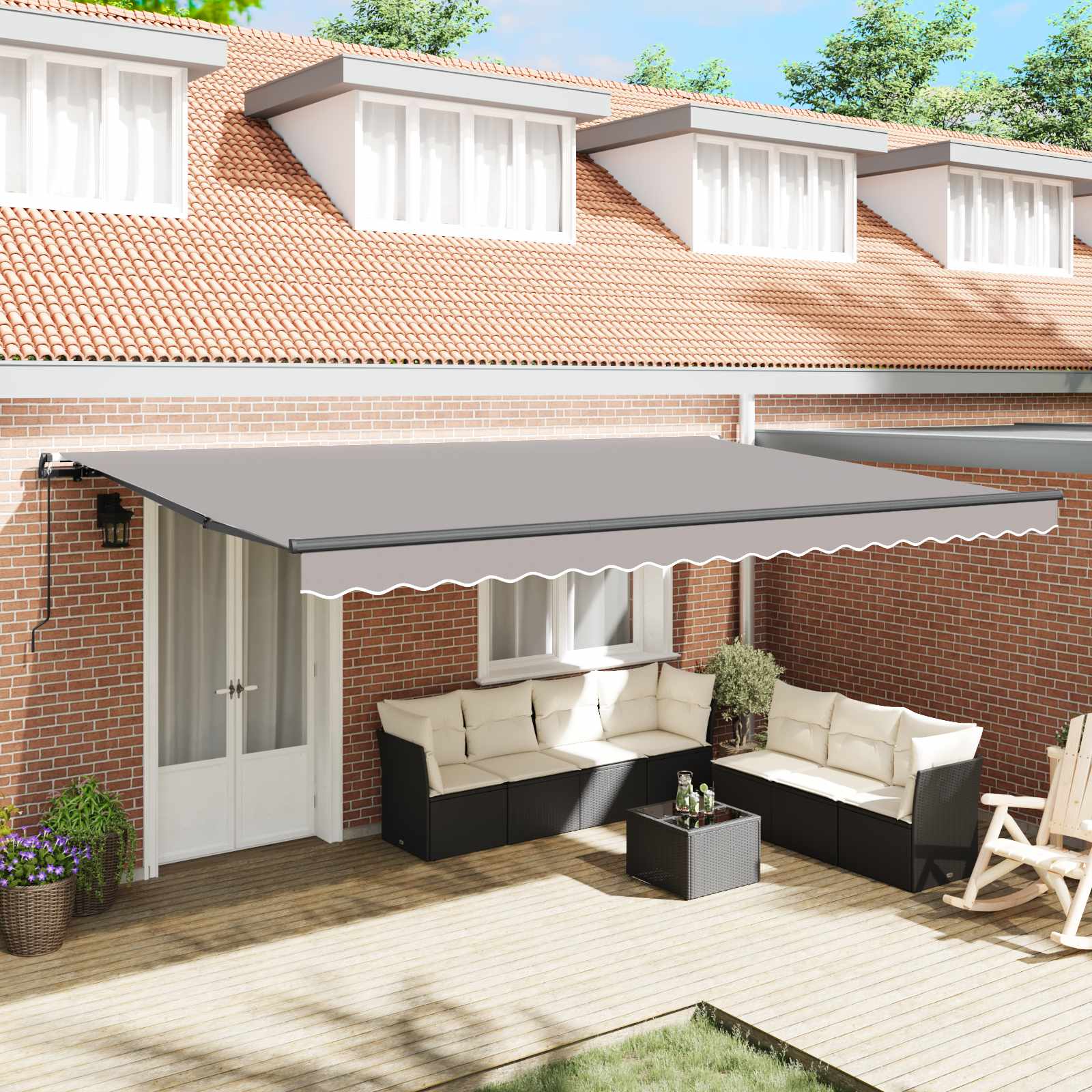 Skrovita tenda Svijetlo siva 500 × 300 cm Poliester i čelik