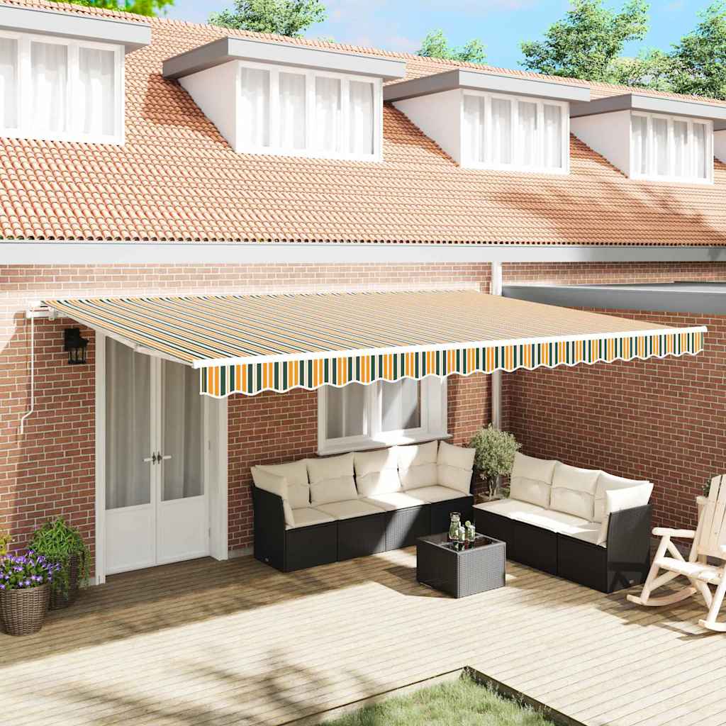Skrovita tenda Šareni 500 × 300 cm Poliester i aluminij