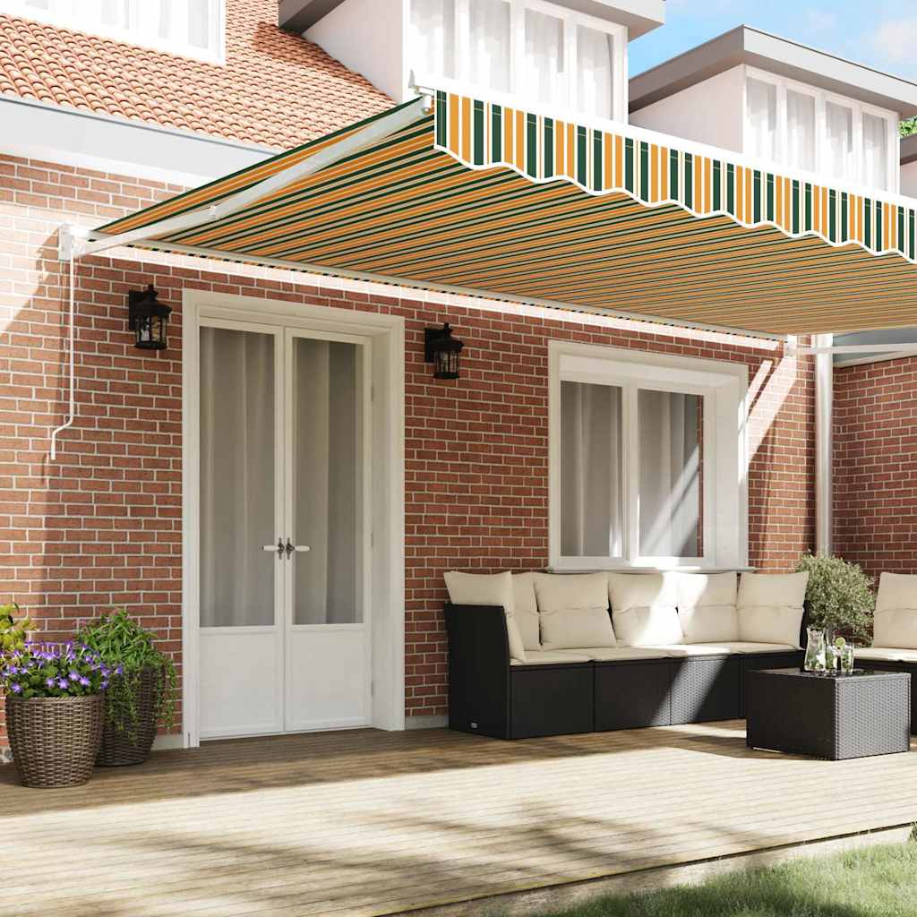 Skrovita tenda Šareni 500 × 300 cm Poliester i aluminij