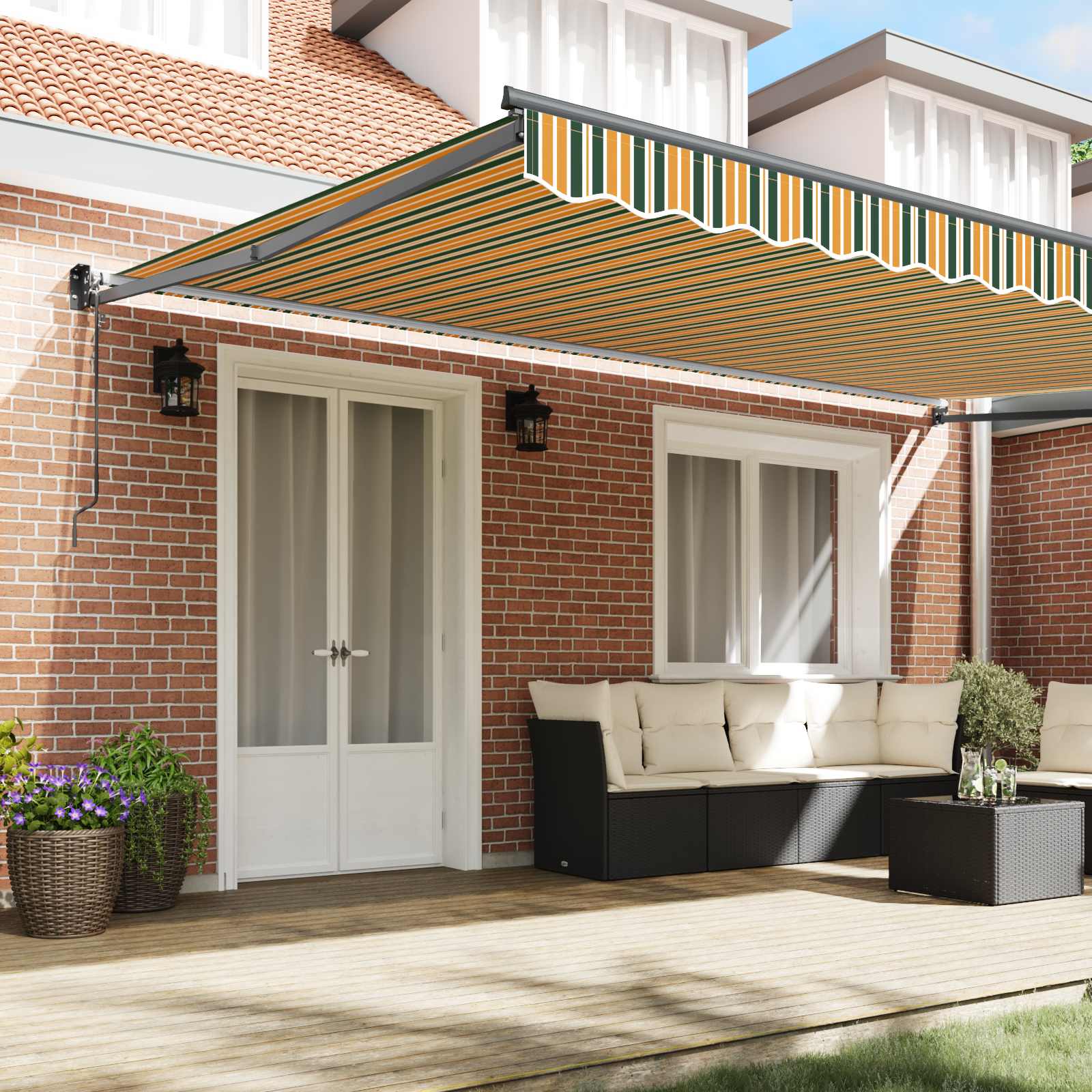 Skrovita tenda Šareni 500 × 300 cm Poliester i aluminij