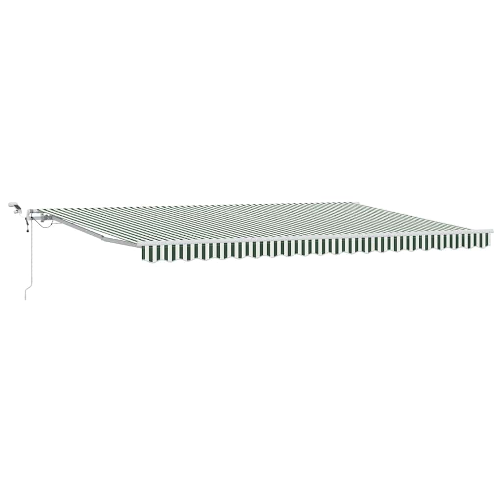 Skrovita tenda Zelena i bijela 500 × 300 cm Poliester i metal