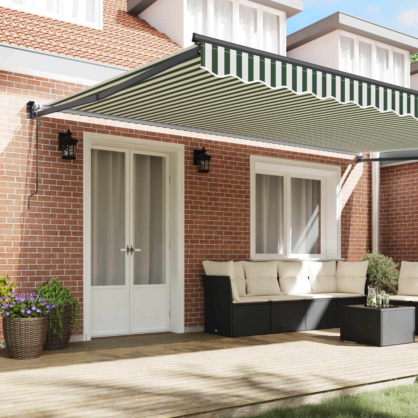 Skrovita tenda Zelena i bijela 500 × 300 cm