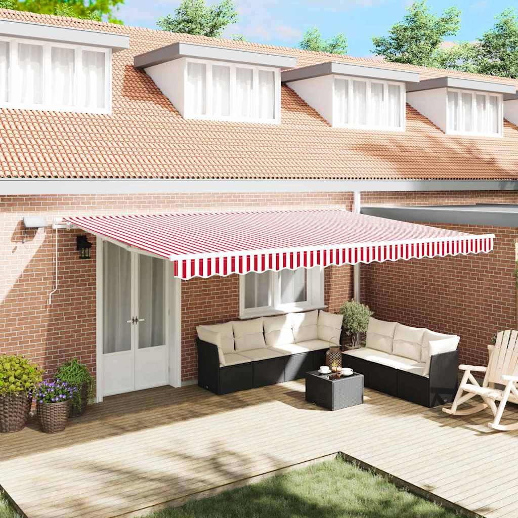 Skrovita tenda Crvena i bijela 500 × 350 cm Tkanina i čelik