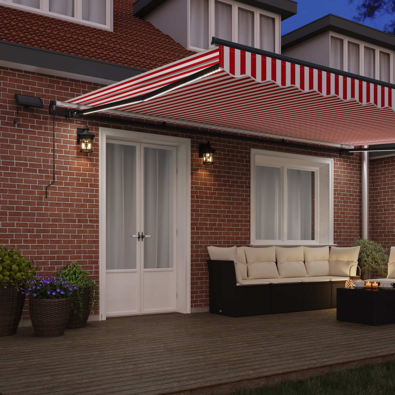 Skrovita tenda Crvena i bijela 500 ×350 cm tkanina
