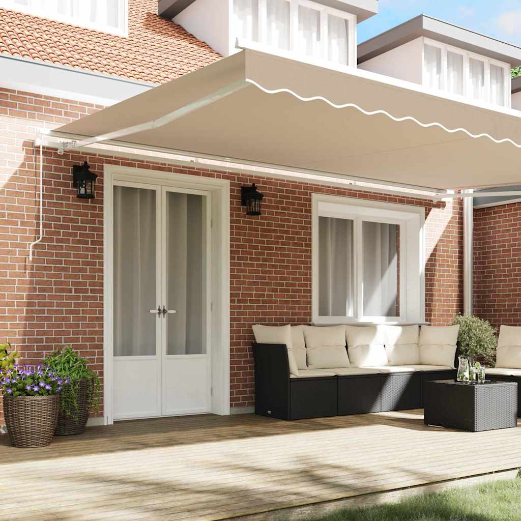 Skrovita tenda Bež 500 × 350 cm Poliester i aluminij