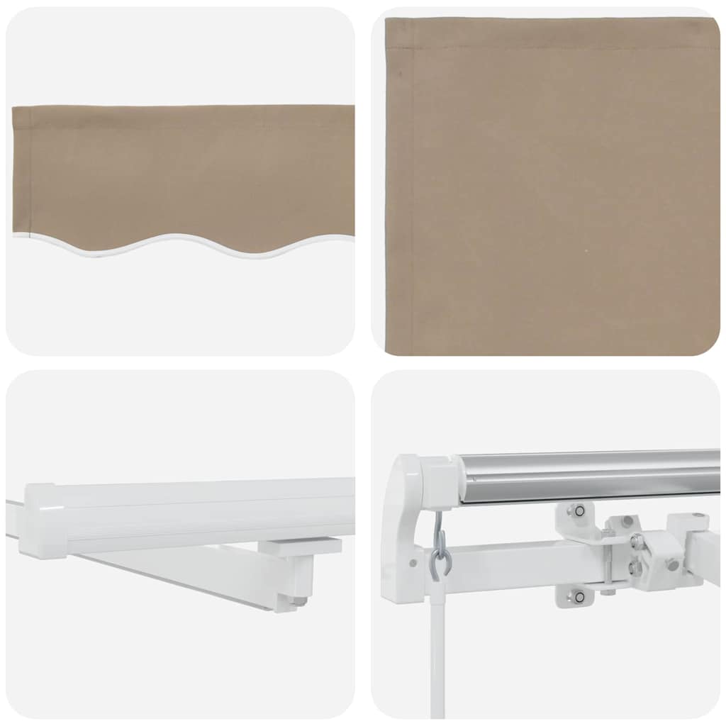 Skrovita tenda S LED lampica Bež 500 × 350 cm Tkanina i čelik