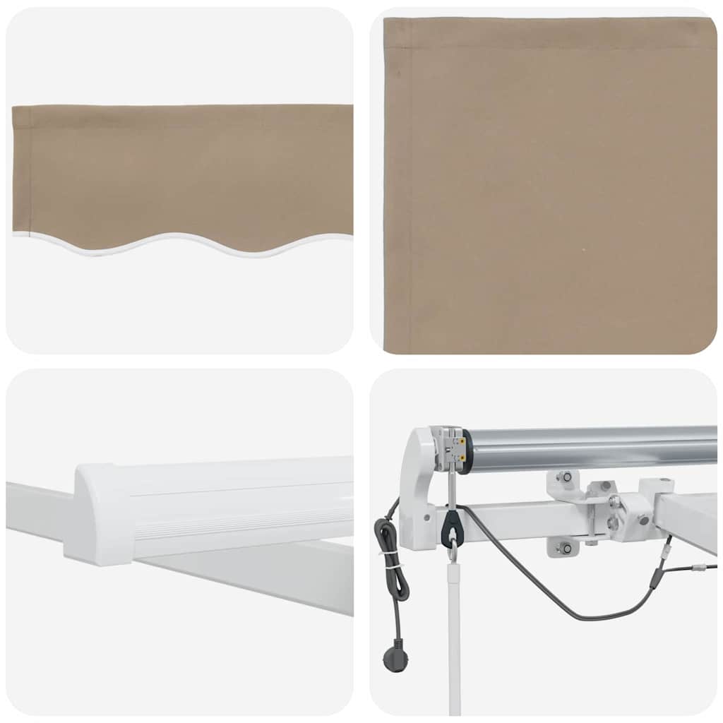 Skrovita tenda S LED lampica Bež 500 × 350 cm Poliester i metal