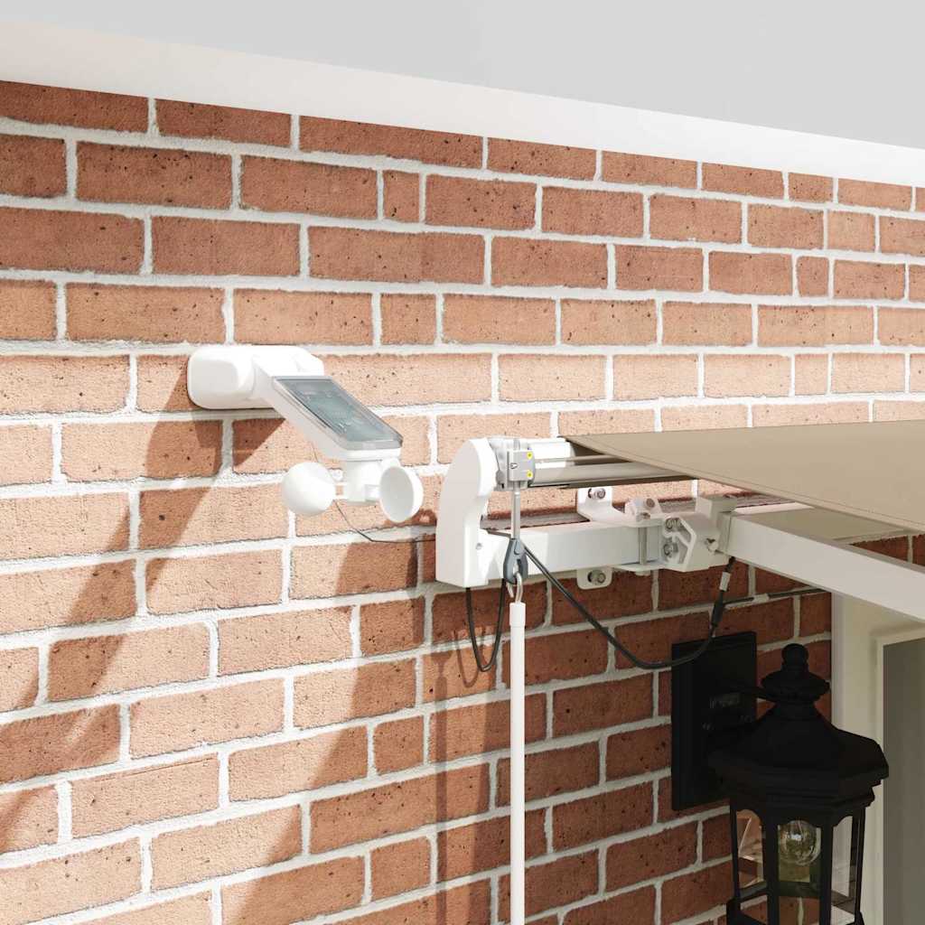 Skrovita tenda S LED lampica Bež 500 × 350 cm Poliester i metal