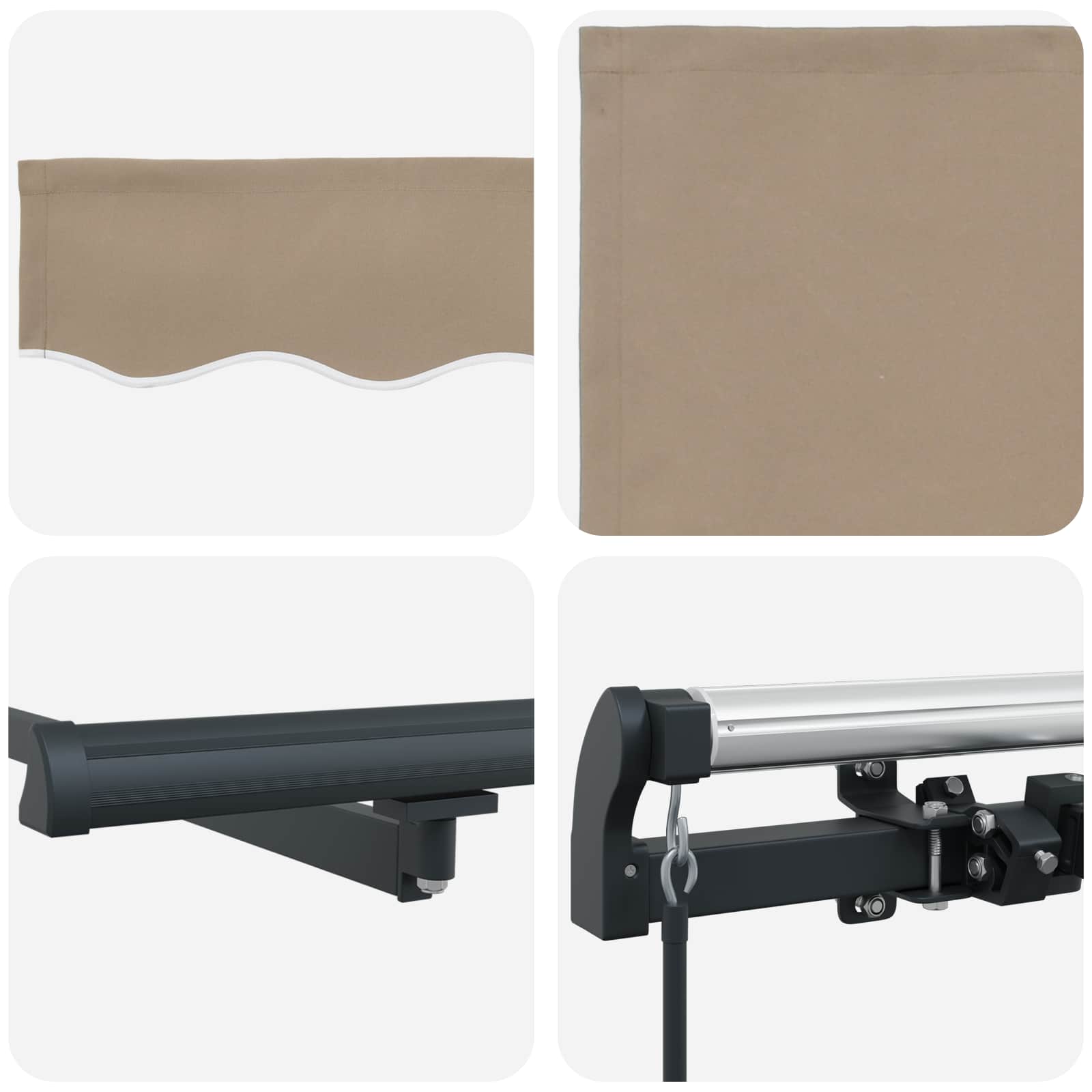 Skrovita tenda Bež 500 × 350 cm Poliester i čelik