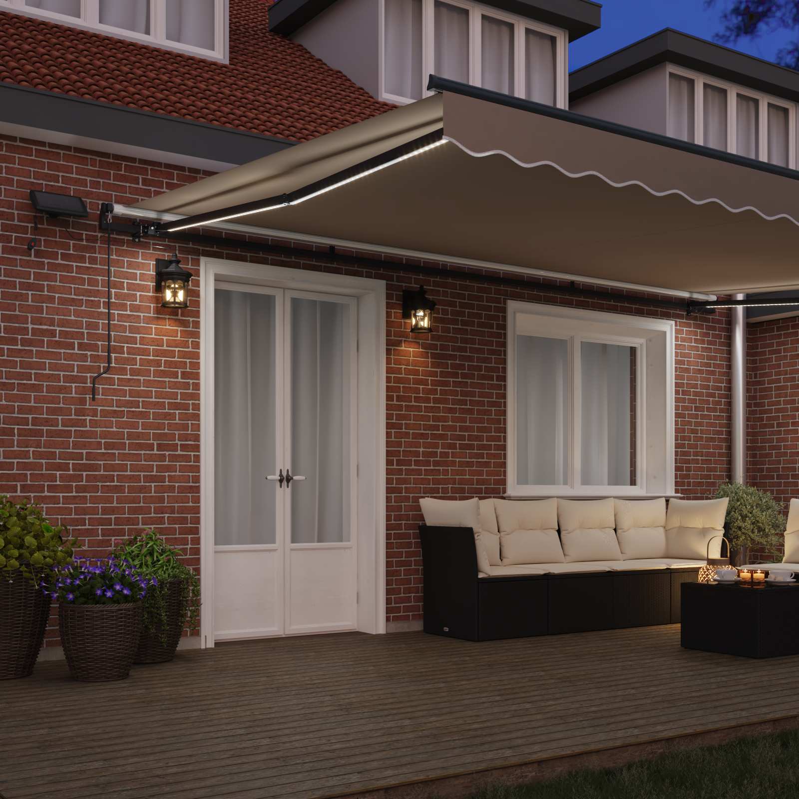 Skrovita tenda S LED lampica Bež 500 ×350 cm tkanina