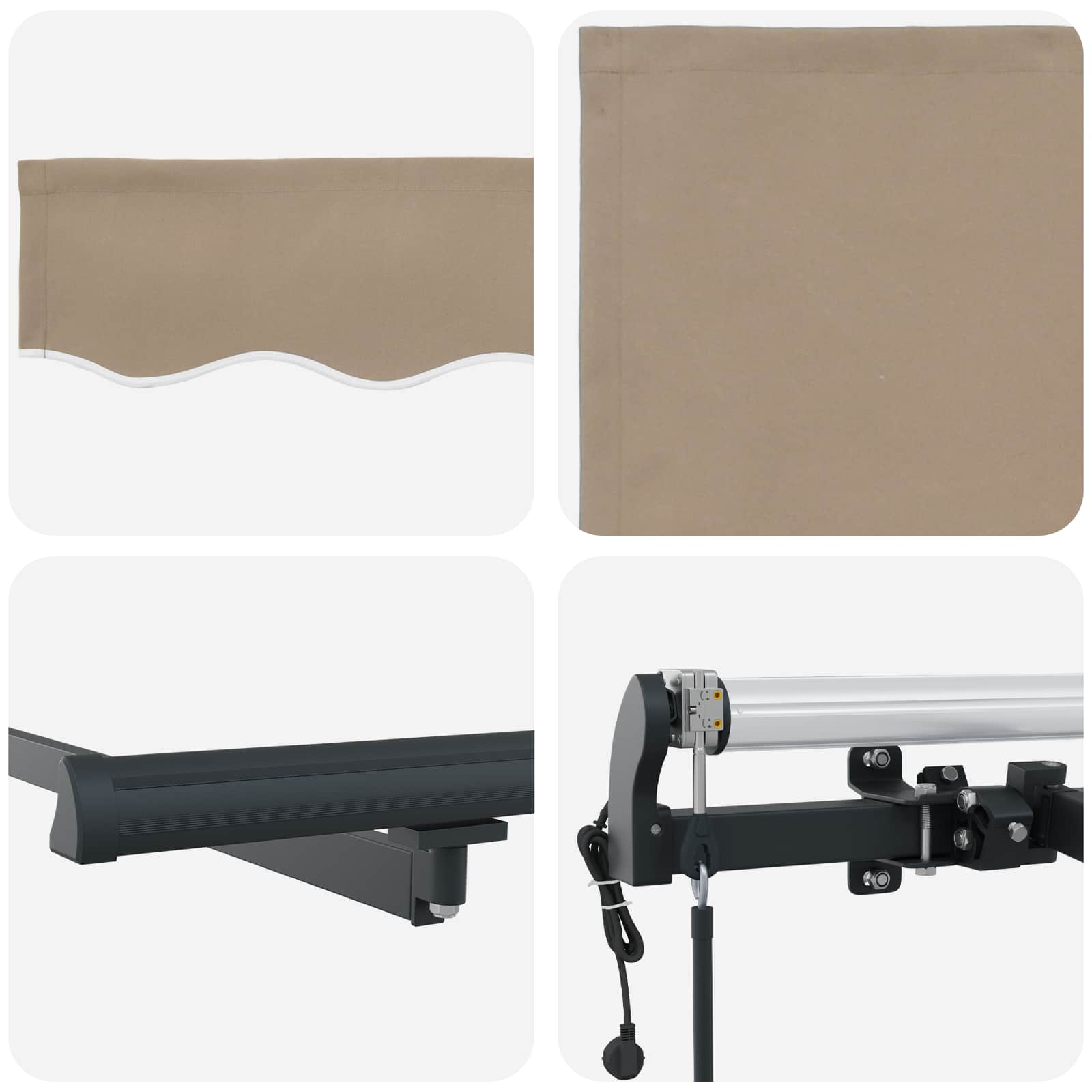 Skrovita tenda Bež 500 × 350 cm Tkanina i Aluminij