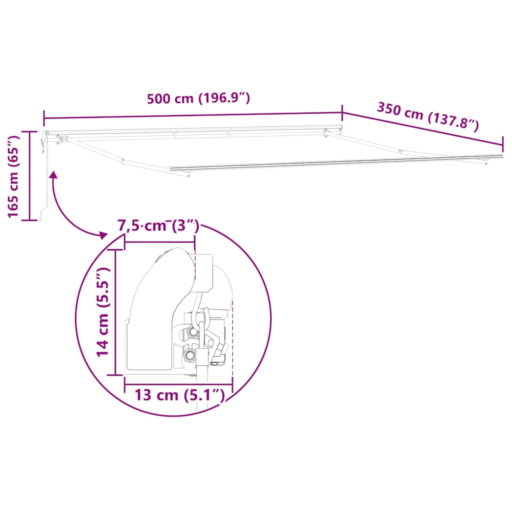 Električna retraktabilna tenda Svijetlo siva 500 × 350 cm
