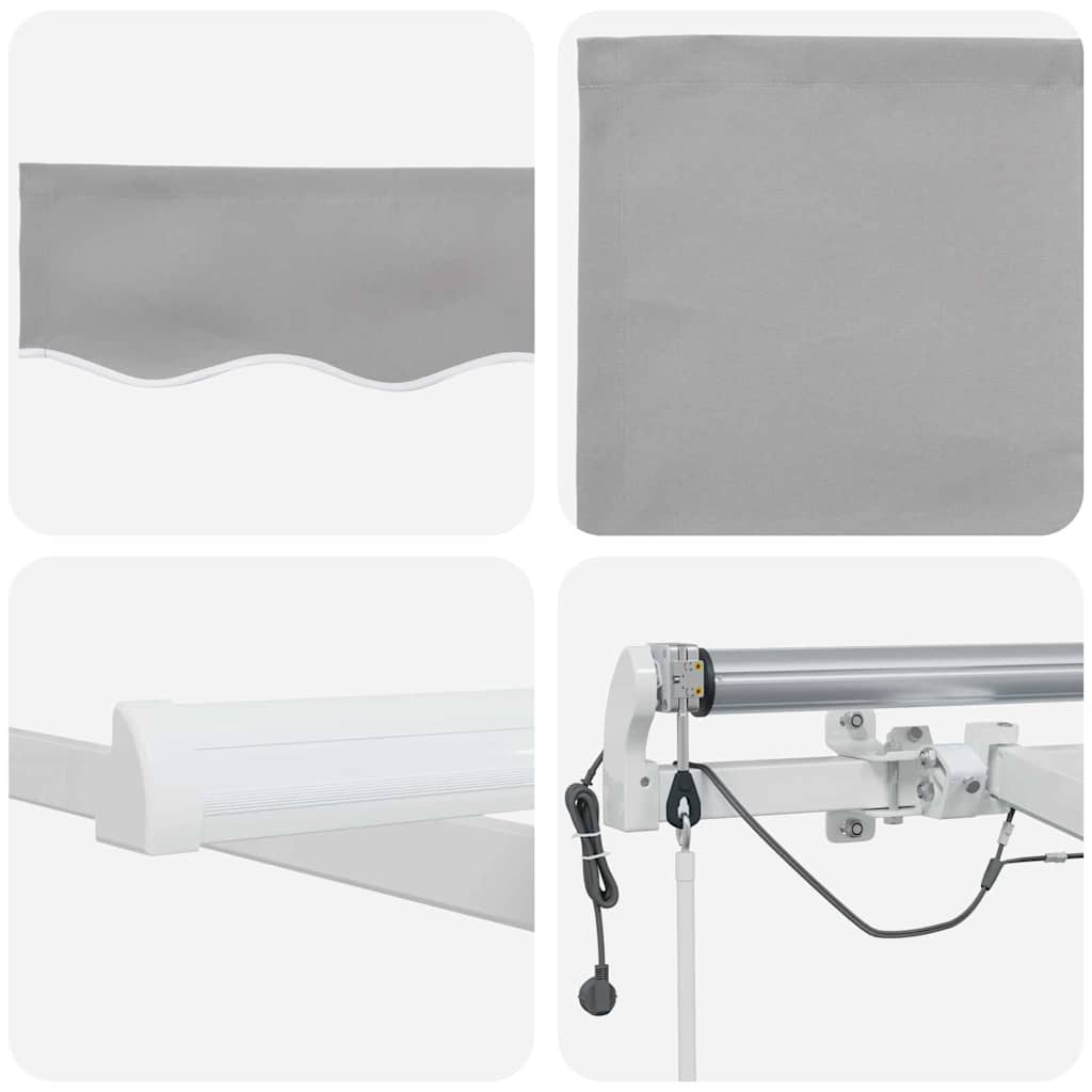 Skrovita tenda Svijetlo siva 500 × 350 cm Poliester i metal