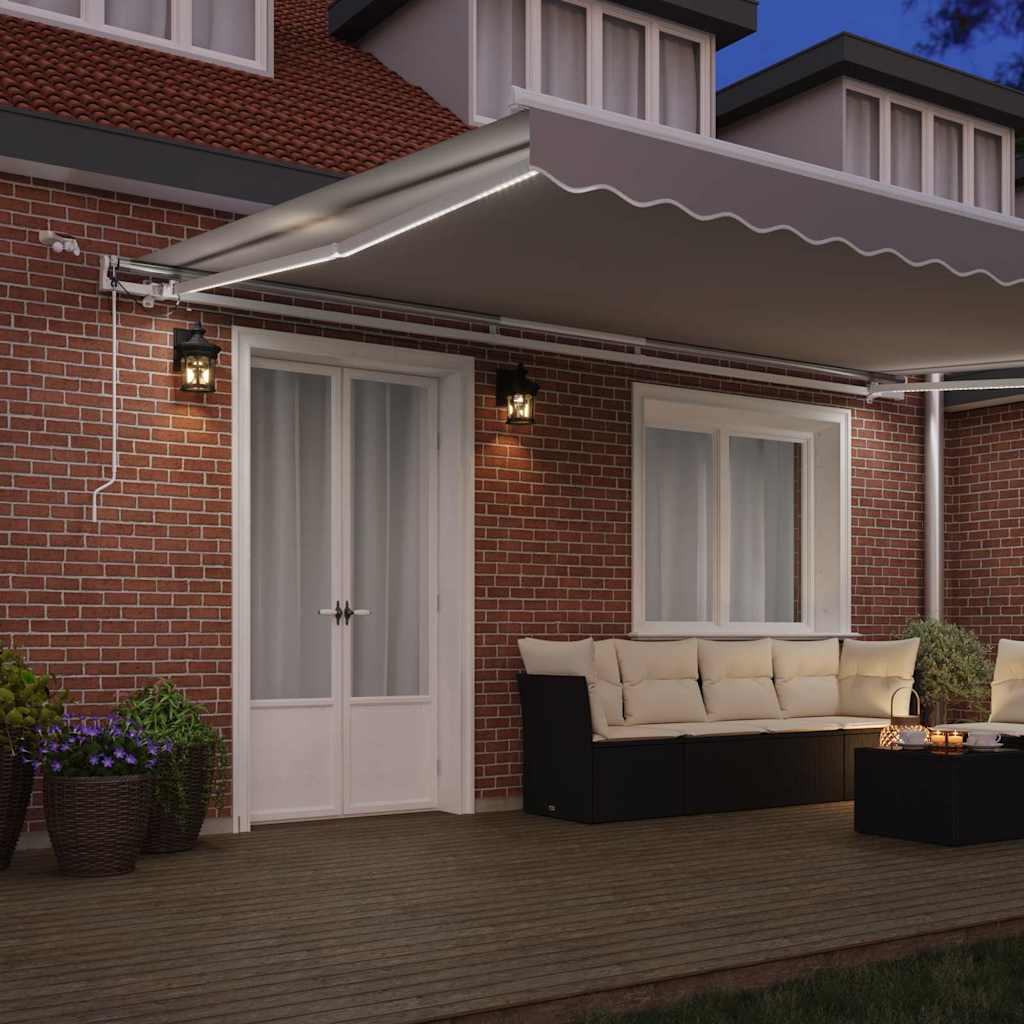 Skrovita tenda Svijetlo siva 500 × 350 cm Poliester i metal