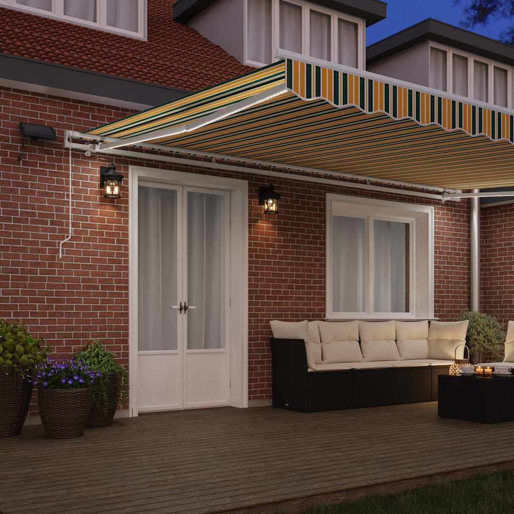 Skrovita tenda Zelena i žuta 500 × 350 cm Tkanina i čelik