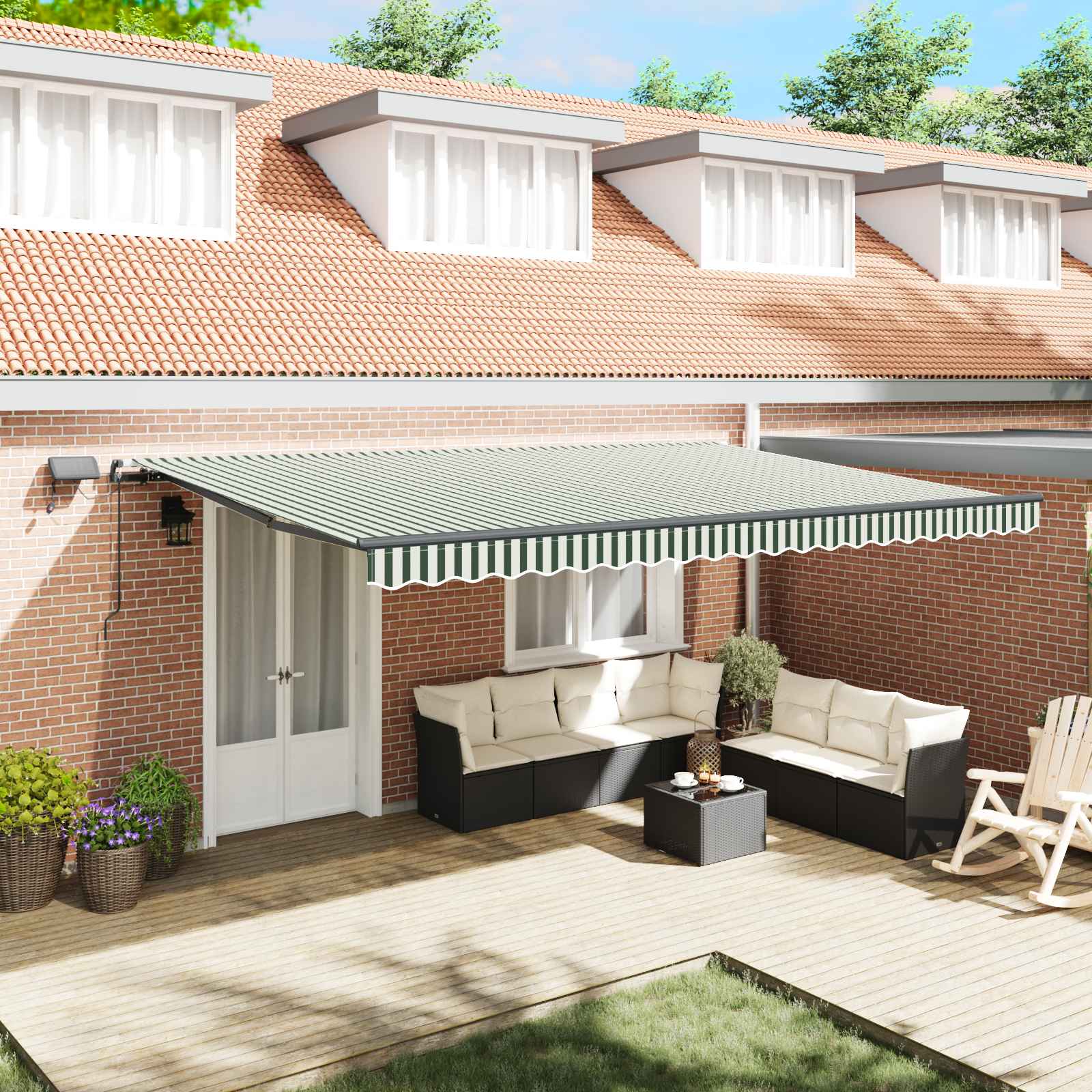 Skrovita tenda Zelena i bijela 500 ×350 cm tkanina
