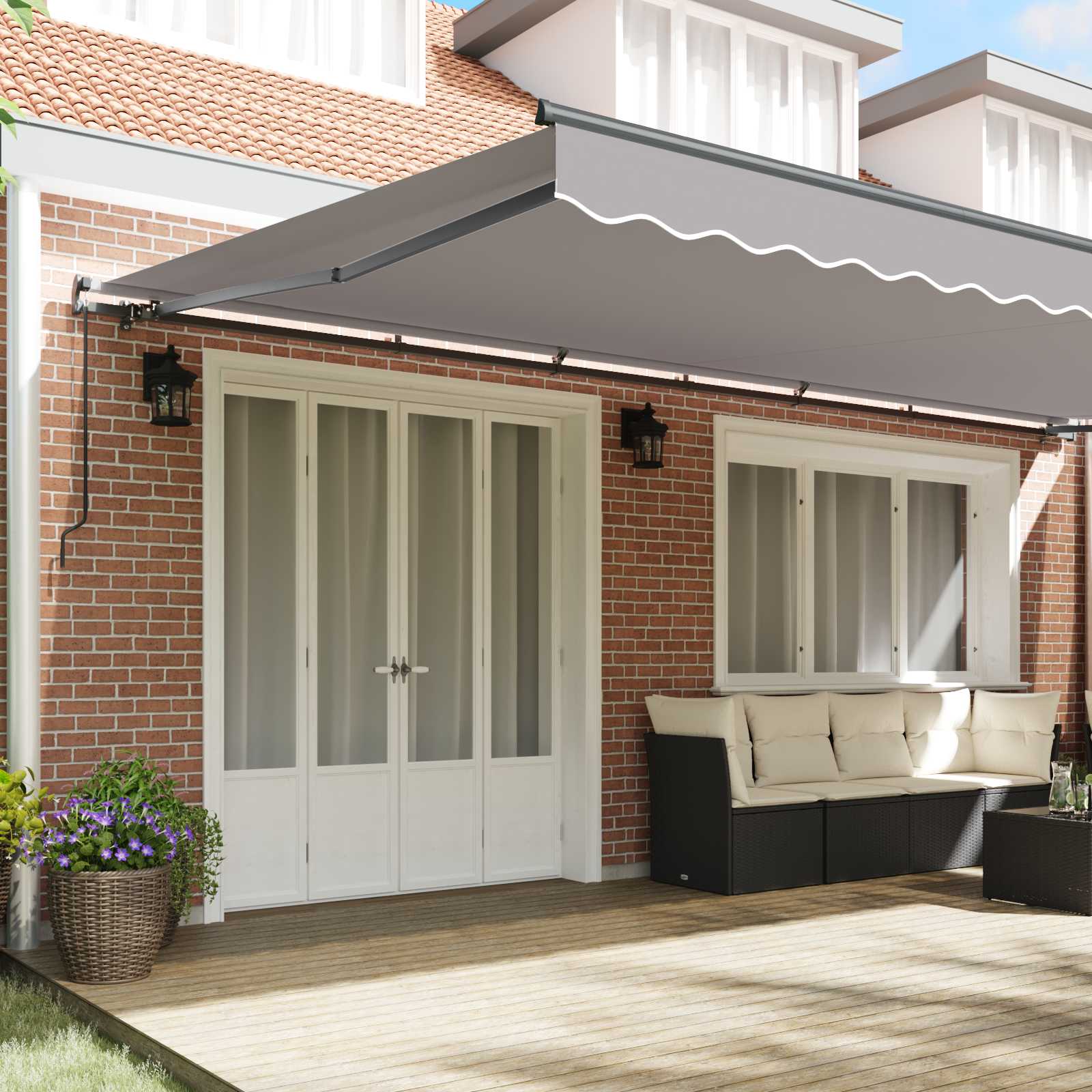 Skrovita tenda Svijetlo siva 600 × 300 cm Poliester i čelik