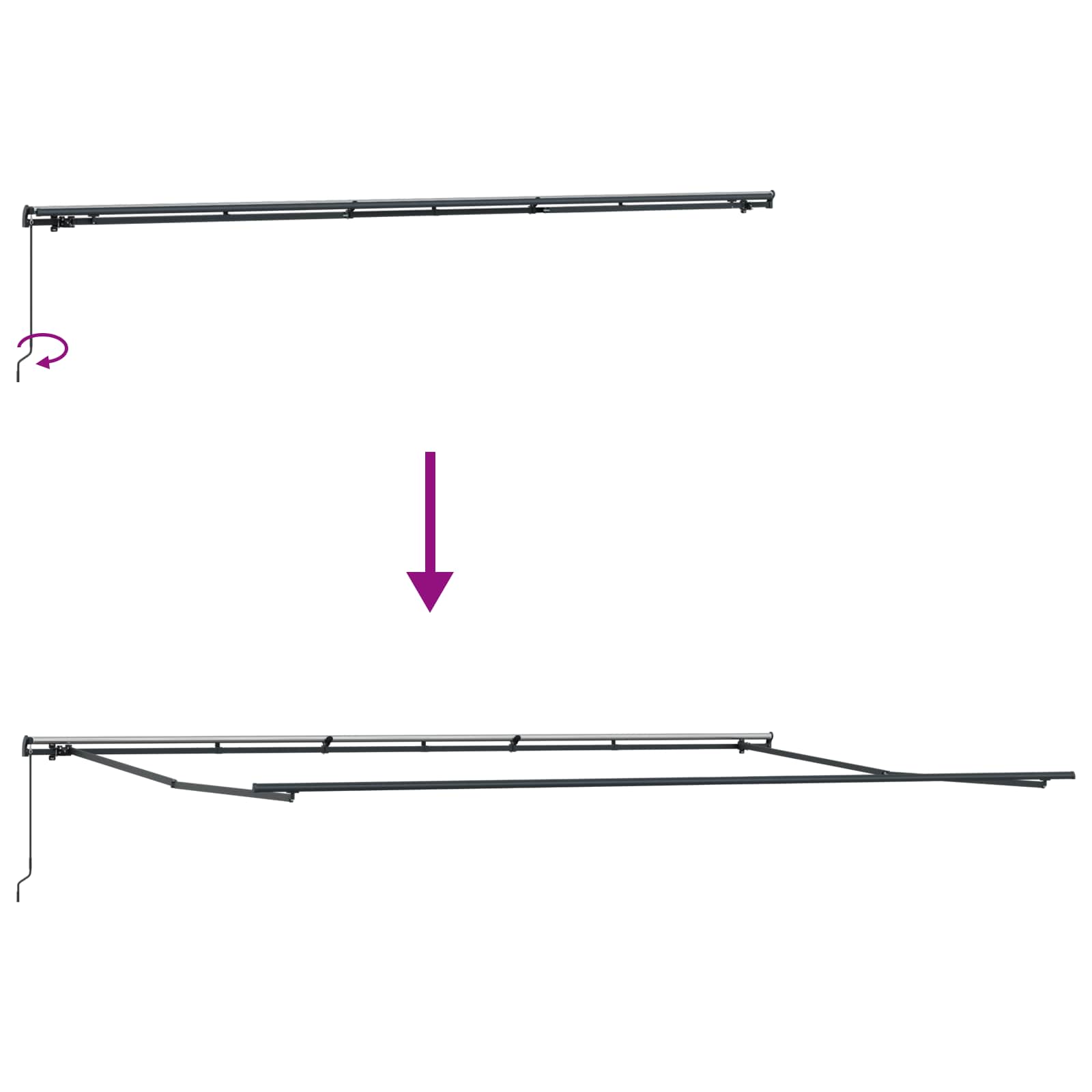 Skrovita tenda Zelena i bijela 600 × 300 cm Poliester i čelik