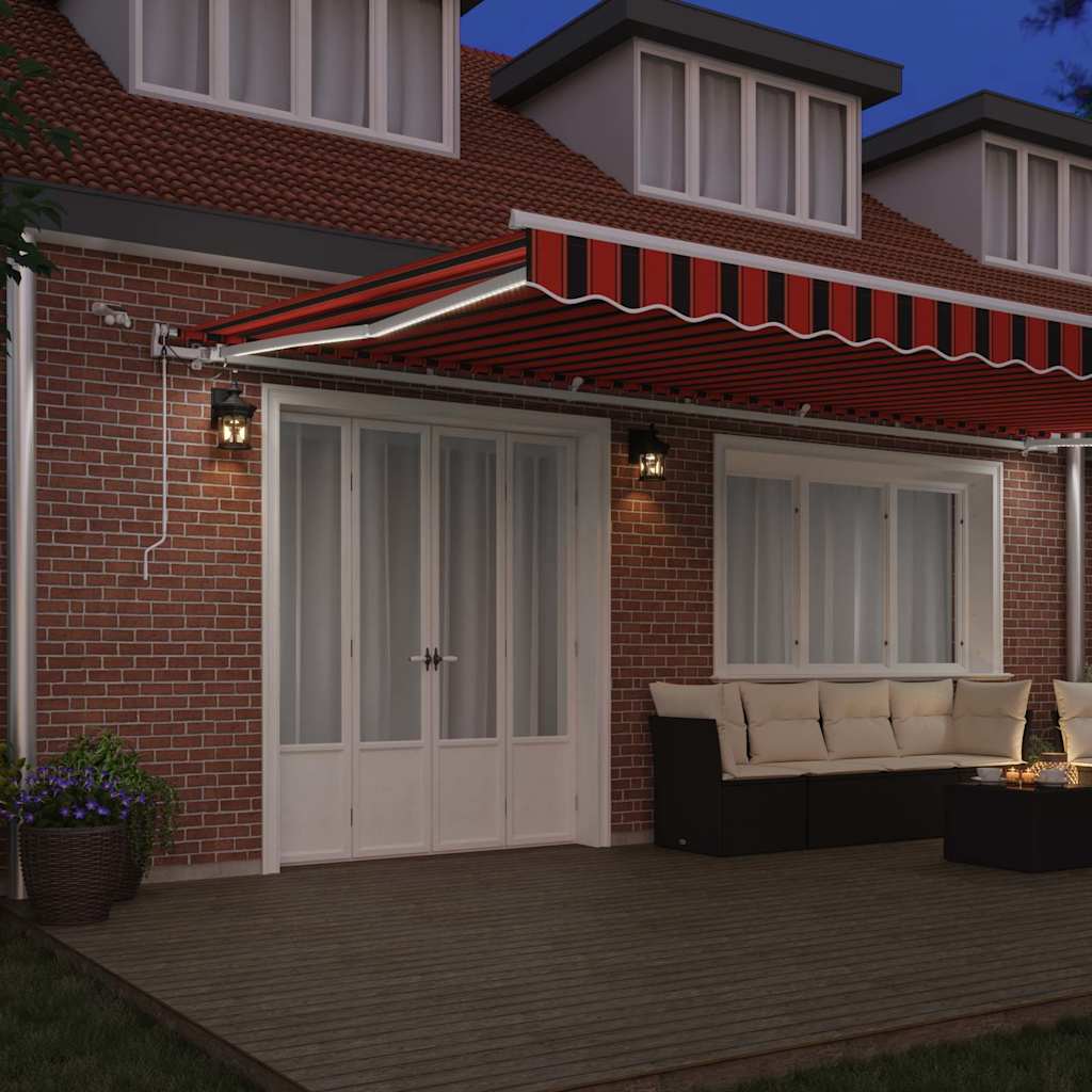 Skrovita tenda S LED lampica Narančasta i smeđa 600 × 350 cm