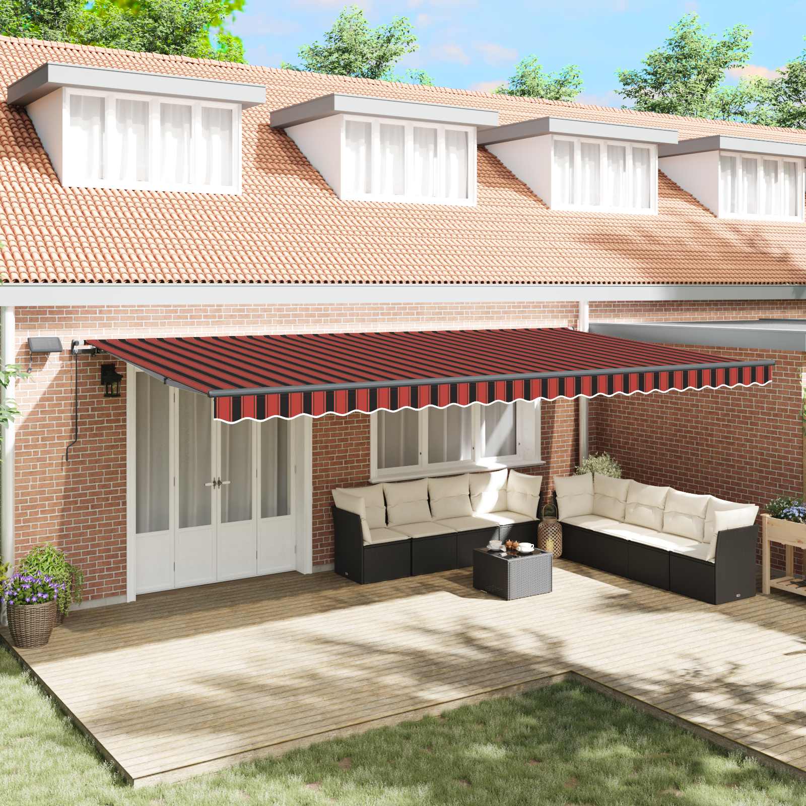 Skrovita tenda narančasta i smeđa 600 ×350 cm tkanina