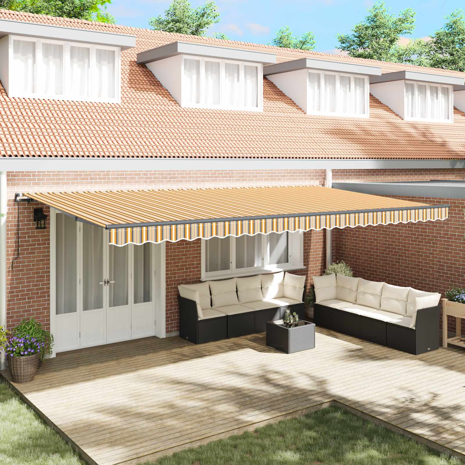 Skrovita tenda Šareni 600 × 350 cm Poliester i čelik