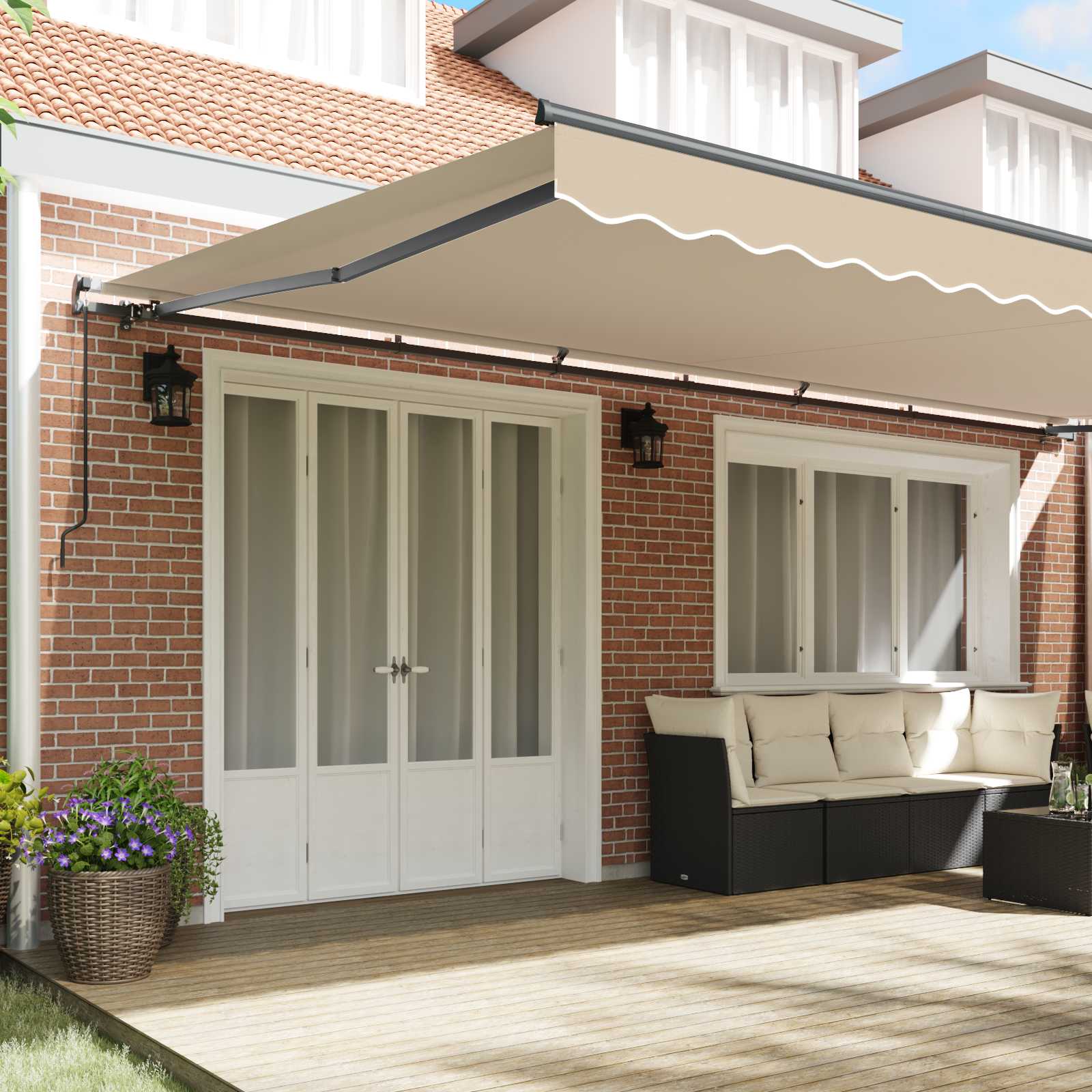 Skrovita tenda Bež 600 × 350 cm Poliester i čelik