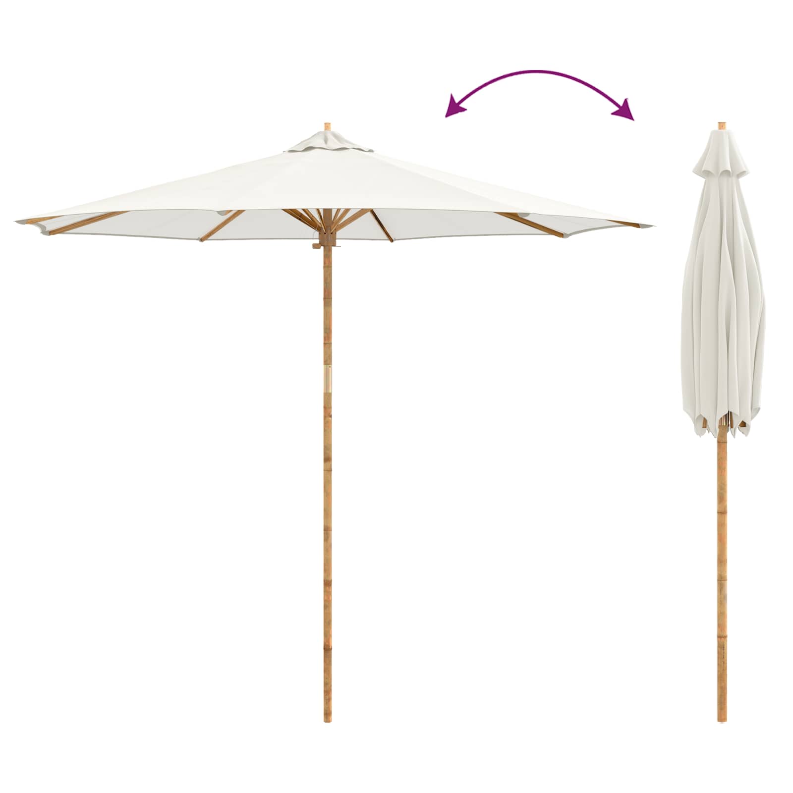 Vrtni suncobran Krem bijela Ø 270 x 260 cm bambus