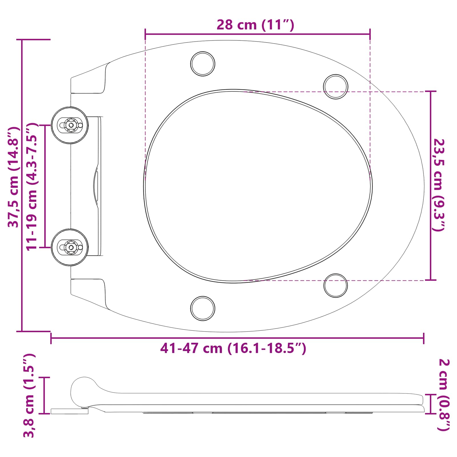 WC daska Siva 47 x 37,5 x 3,8 cm Duroplast