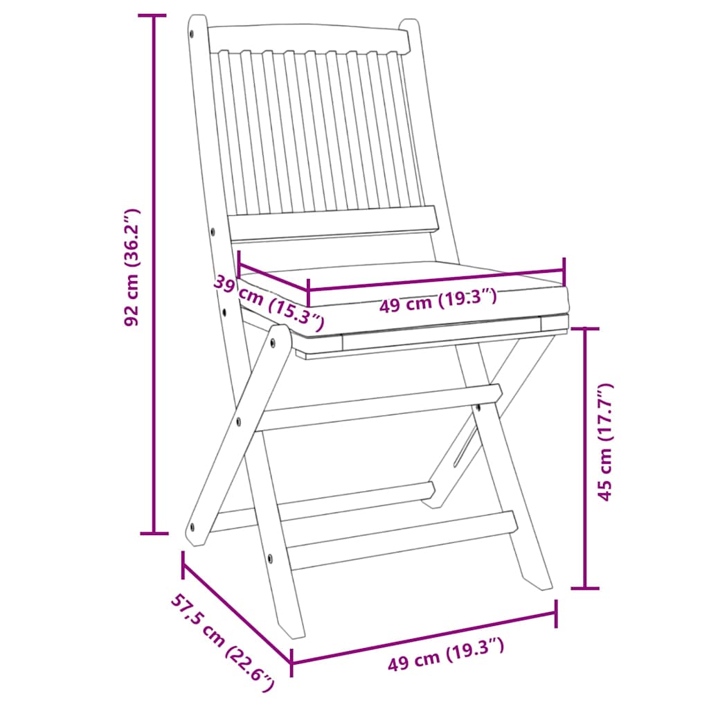 Sklopiva stolica s jastukom 4 pcs Bijelo 49 x 57,5 x 92 cm