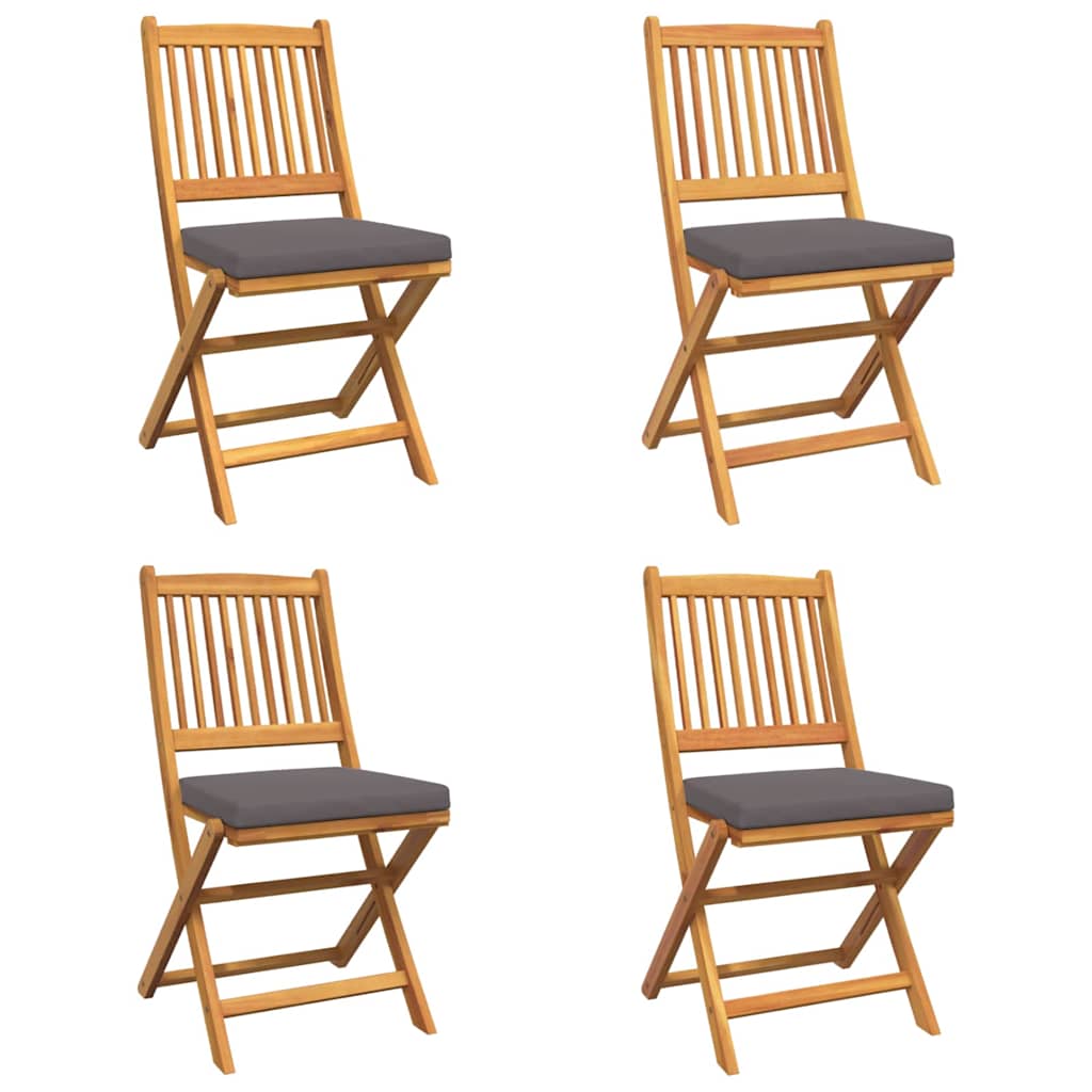 Sklopiva stolica s jastukom 4 pcs Siva 49 x 57,5 x 92 cm